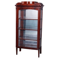 Antique Second American Empire Grecian Flame Mahogany Mirrored Vitrine, c1870
