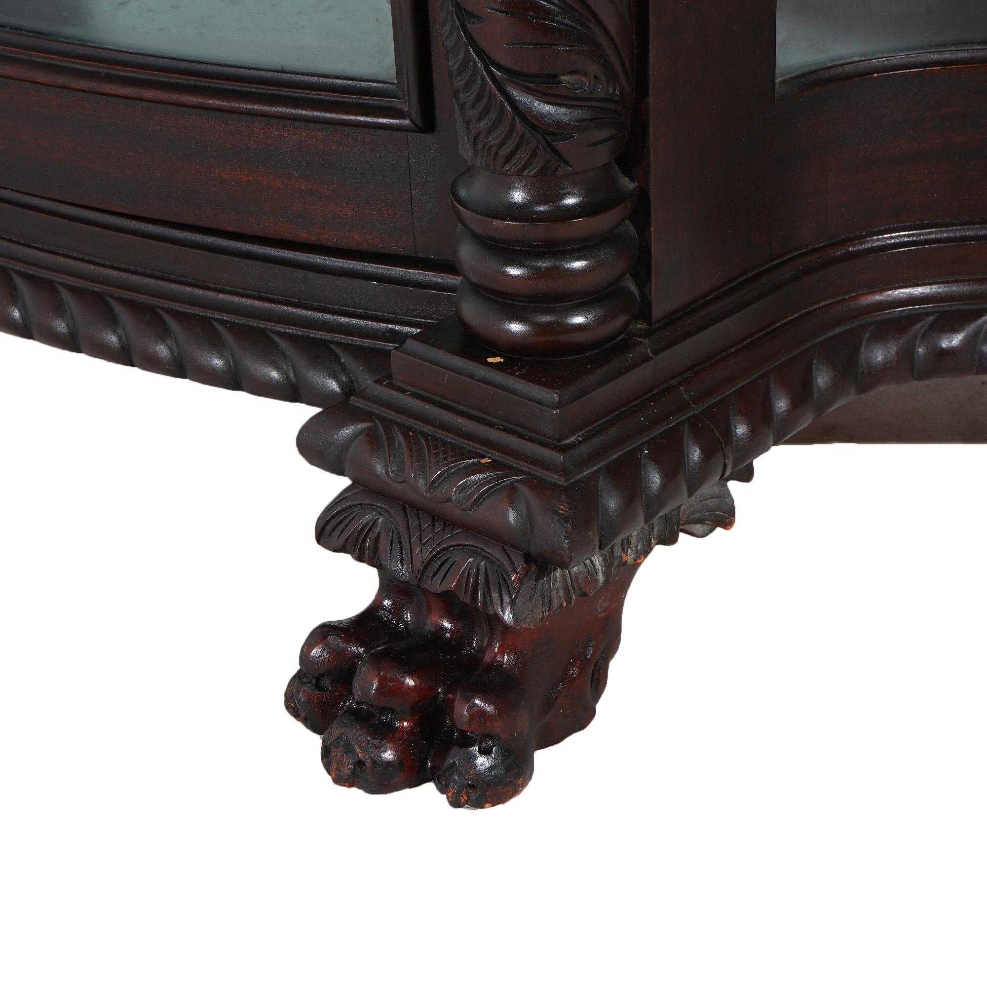 Antique Second Empire Carved Mahogany & Mirrored China Cabinet C1890 6