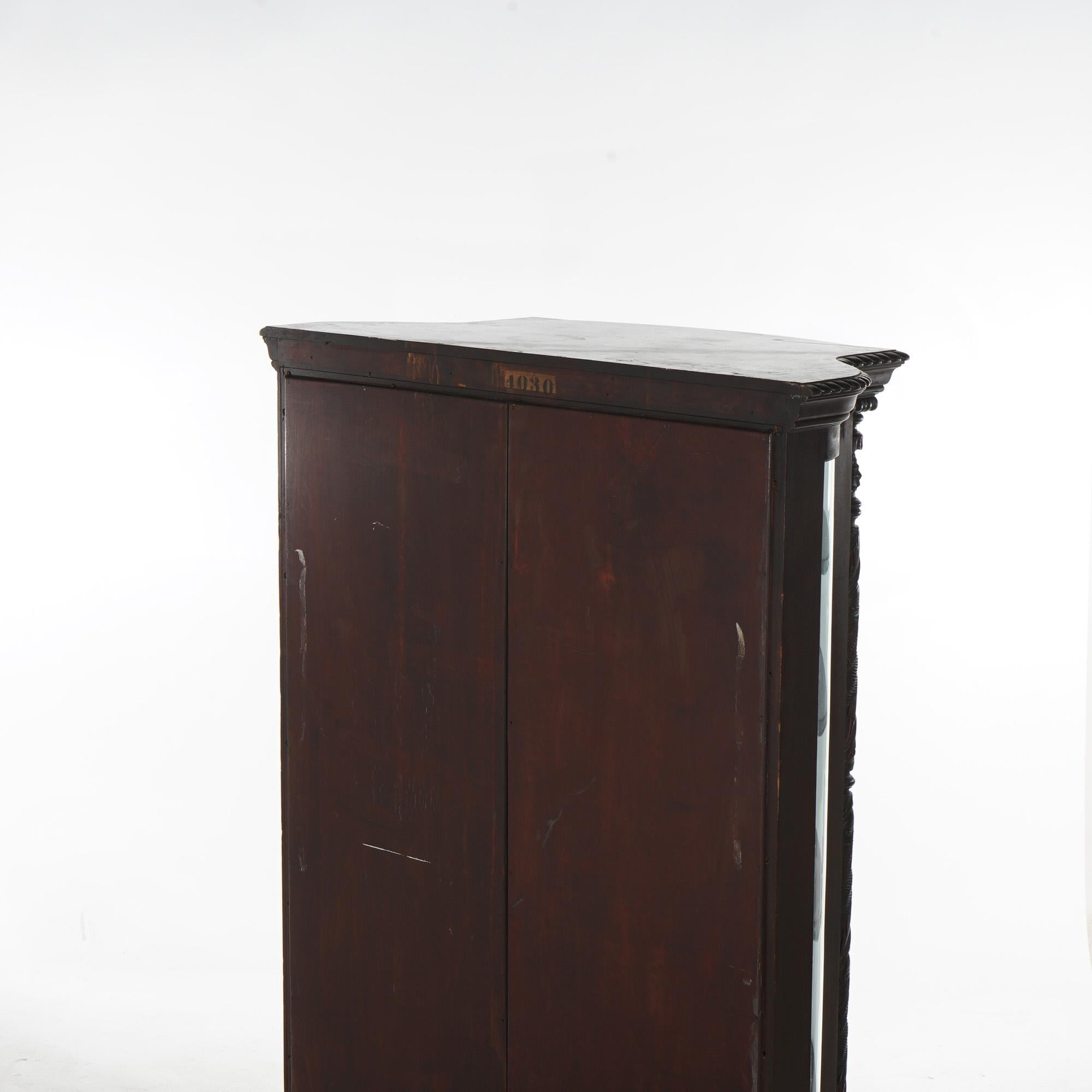 Antique Second Empire Carved Mahogany & Mirrored China Cabinet C1890 9