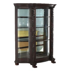Antique Second Empire Carved Mahogany & Mirrored China Cabinet C1890