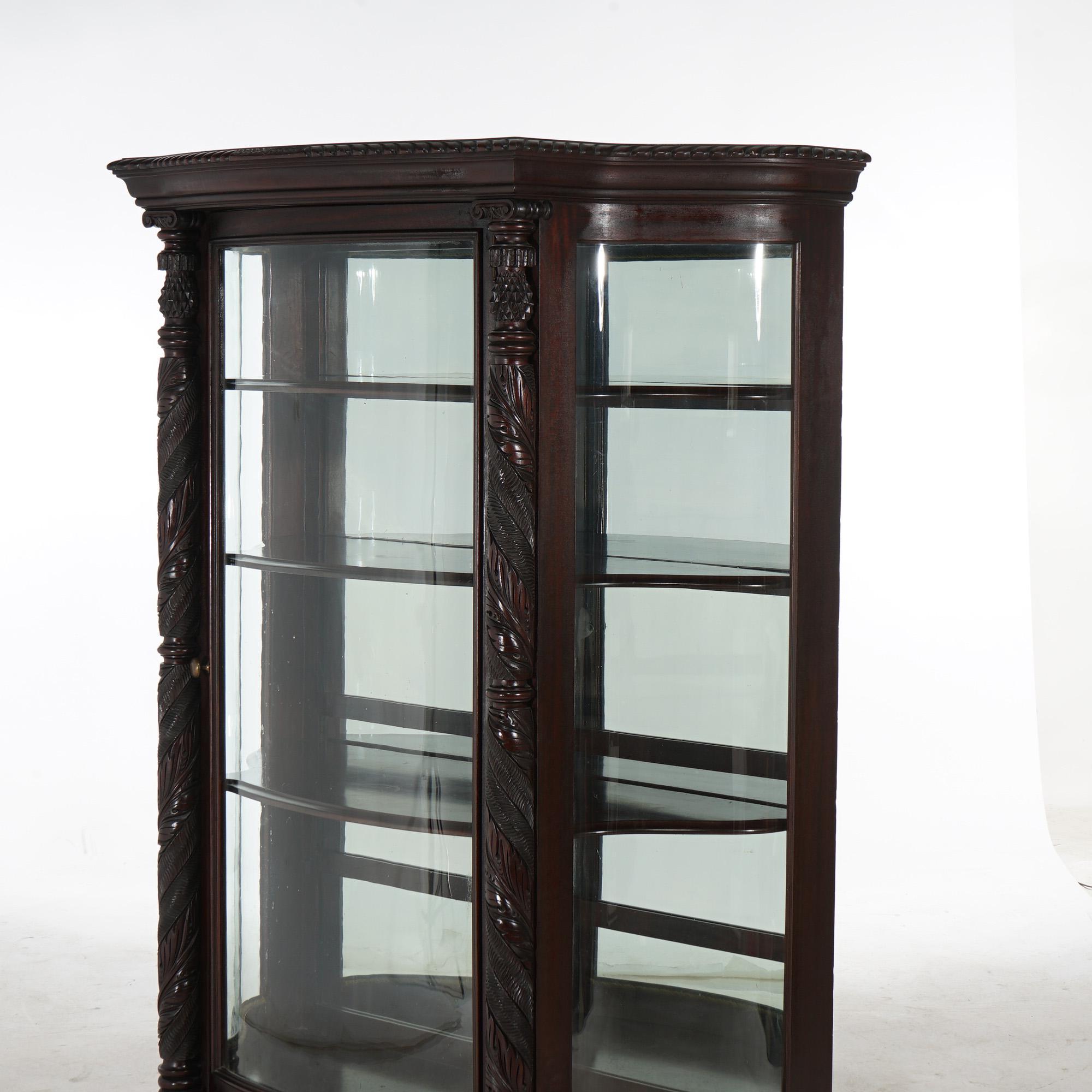 Antique Second Empire Carved Mahogany & Mirrored China Cabinet C1890 In Good Condition In Big Flats, NY