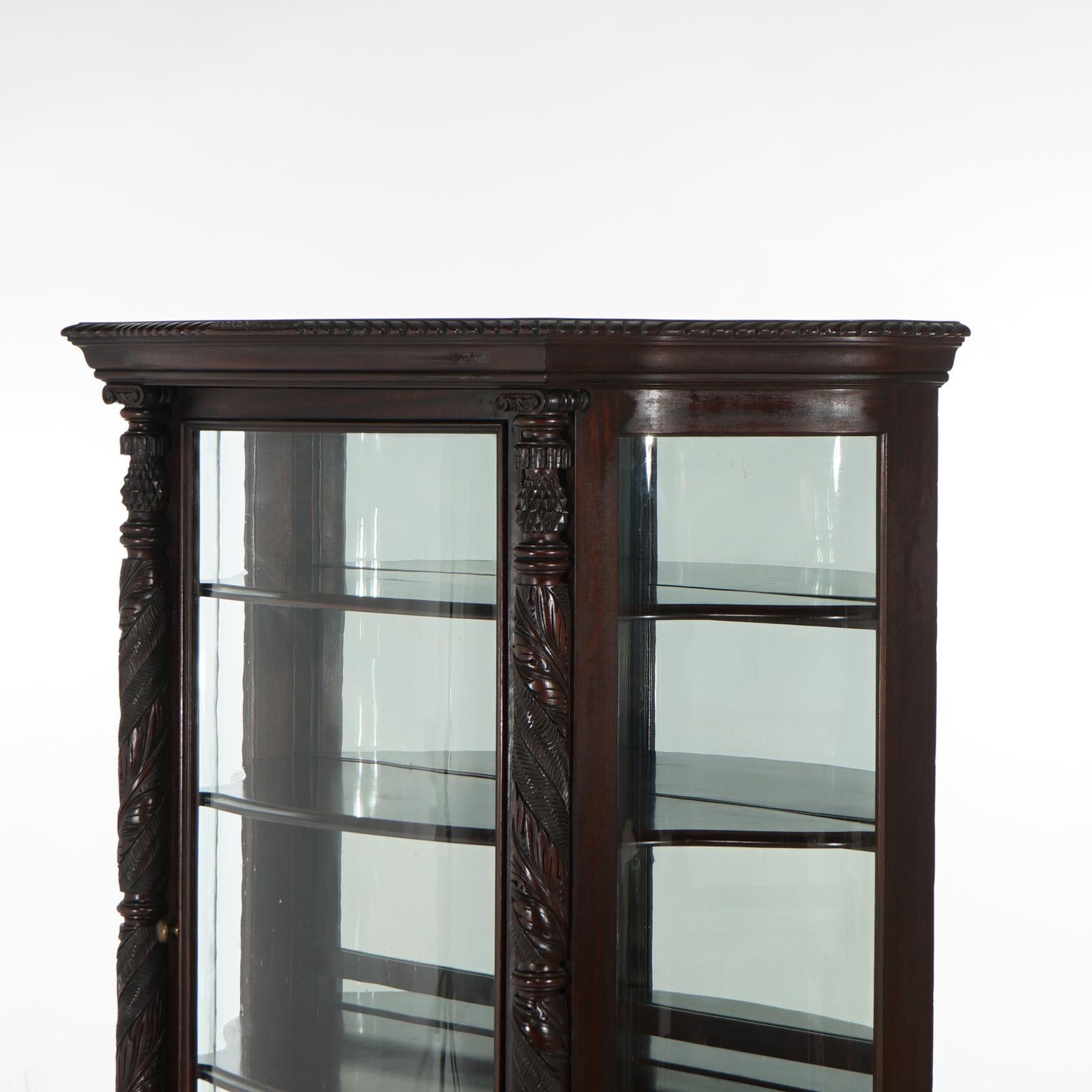 19th Century Antique Second Empire Carved Mahogany & Mirrored China Cabinet C1890