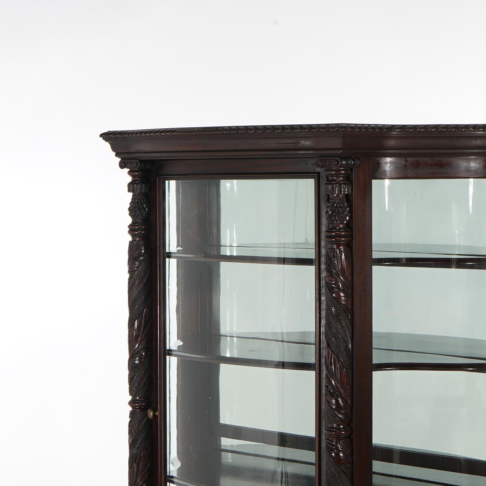 Antique Second Empire Carved Mahogany & Mirrored China Cabinet C1890 1