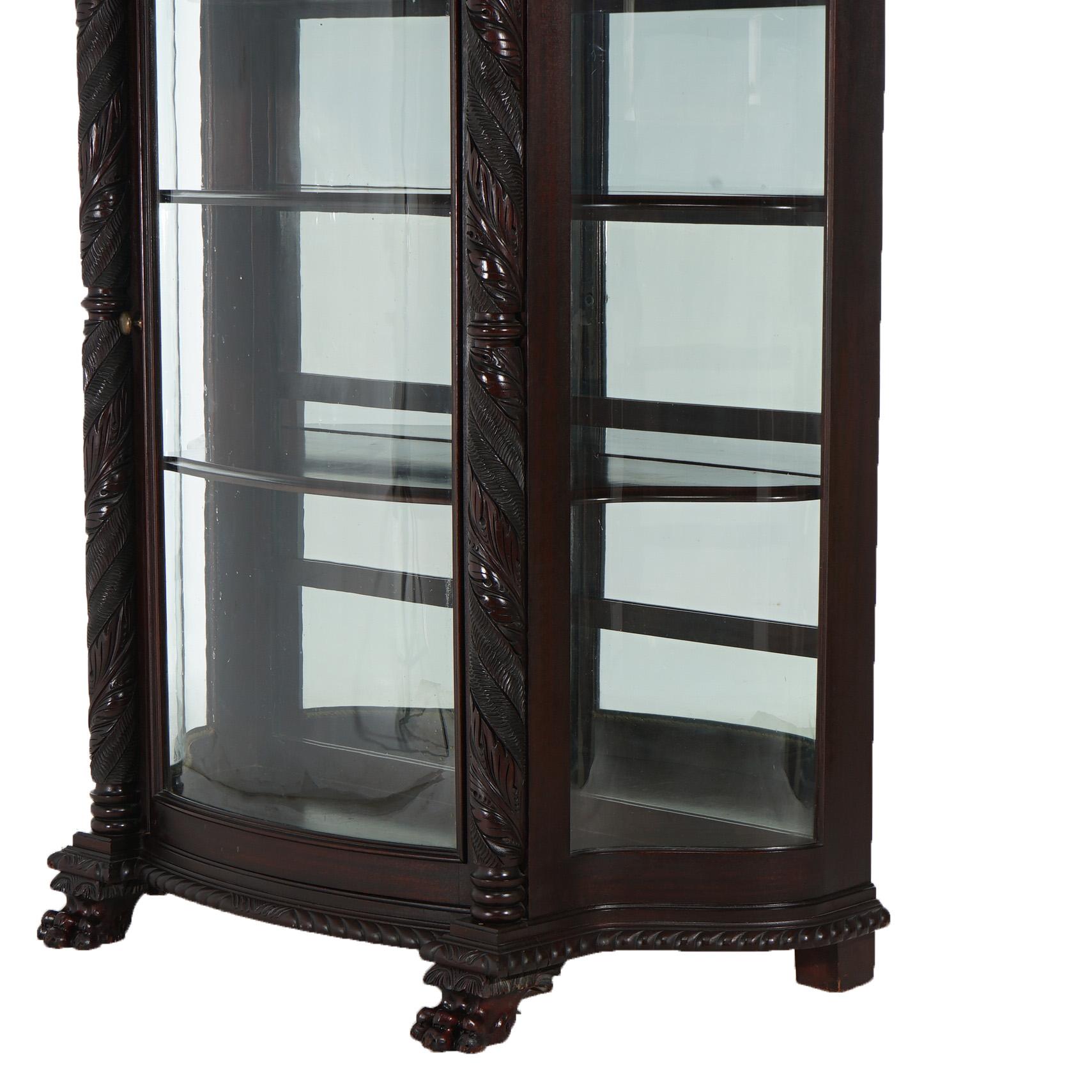 Antique Second Empire Carved Mahogany & Mirrored China Cabinet C1890 2