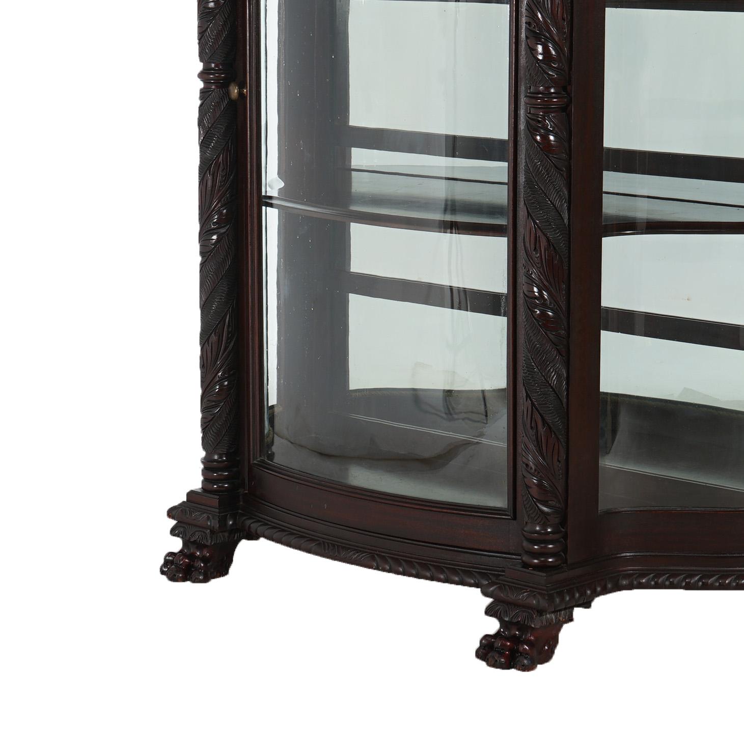 Antique Second Empire Carved Mahogany & Mirrored China Cabinet C1890 3