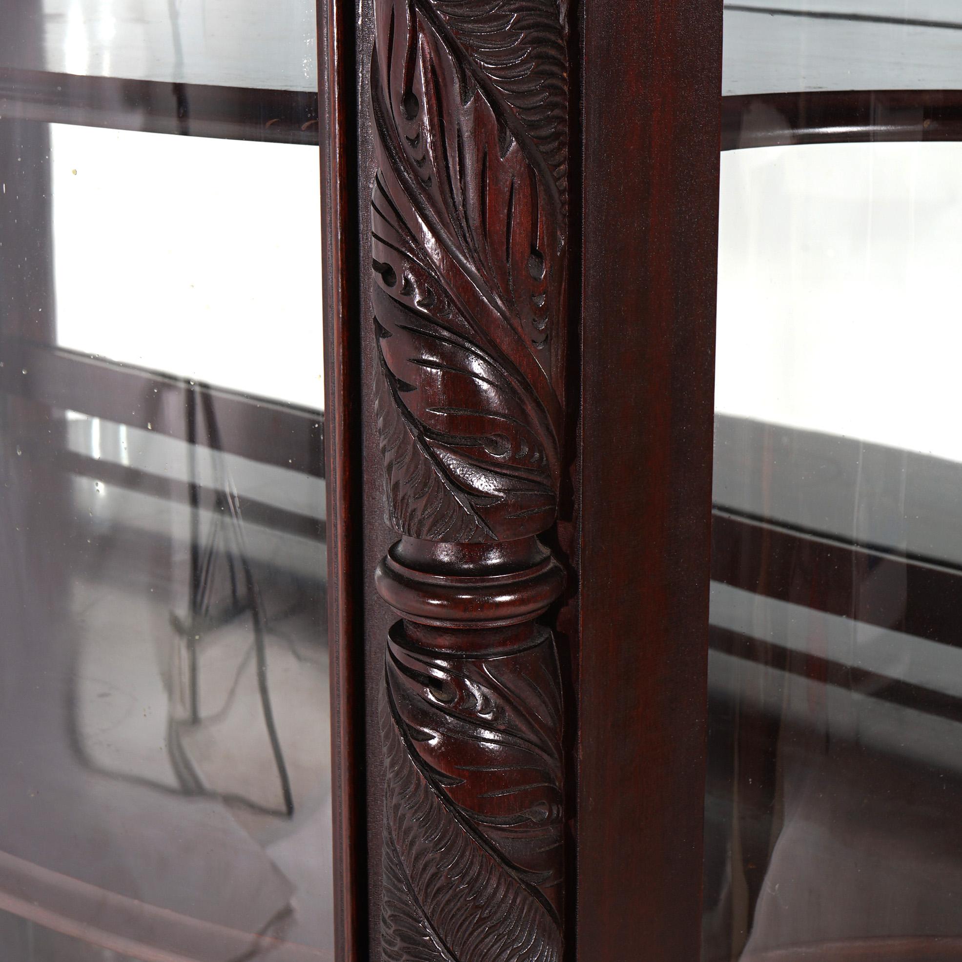 Antique Second Empire Carved Mahogany & Mirrored China Cabinet C1890 4