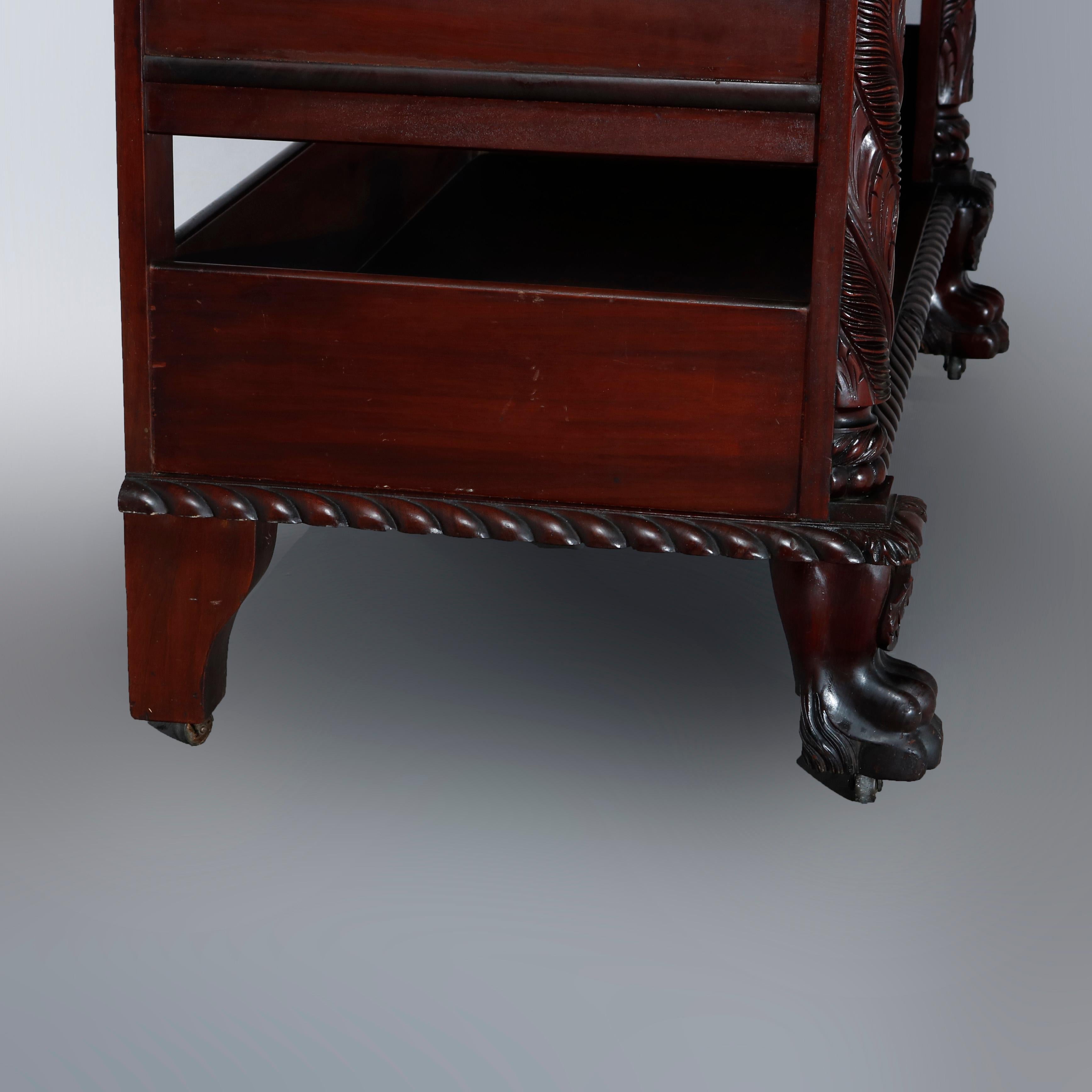 20th Century Antique Second Empire Deeply Carved Flame Mahogany Server, circa 1900 For Sale