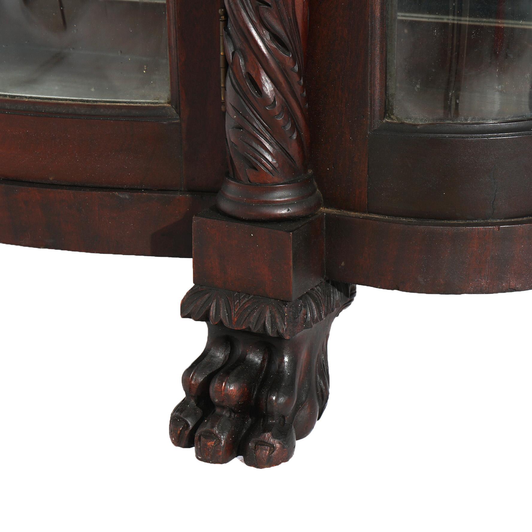 Antique Second Empire Foliate Carved Mahogany Diminutive China Cabinet C1890 For Sale 7