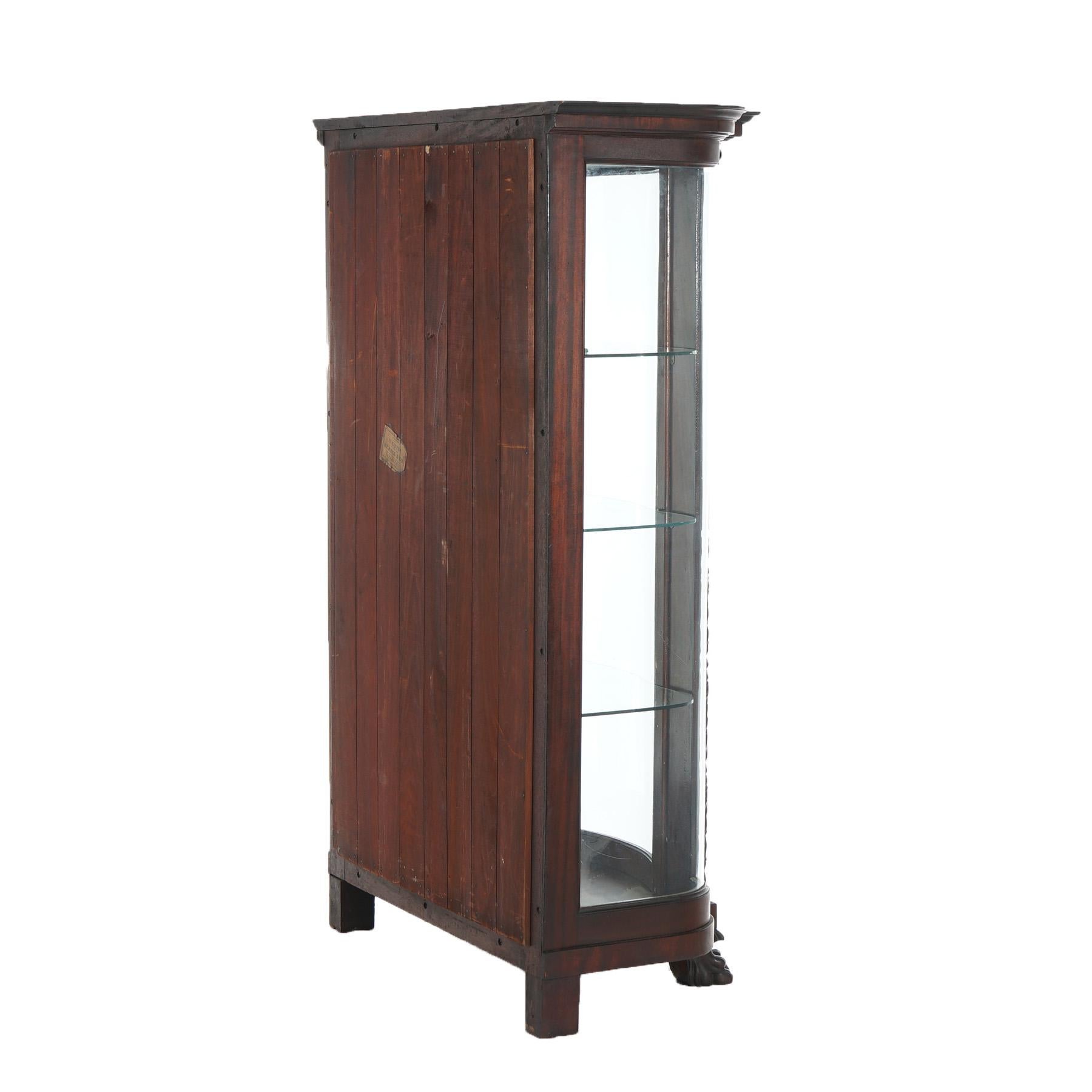 Antique Second Empire Foliate Carved Mahogany Diminutive China Cabinet C1890 In Good Condition For Sale In Big Flats, NY