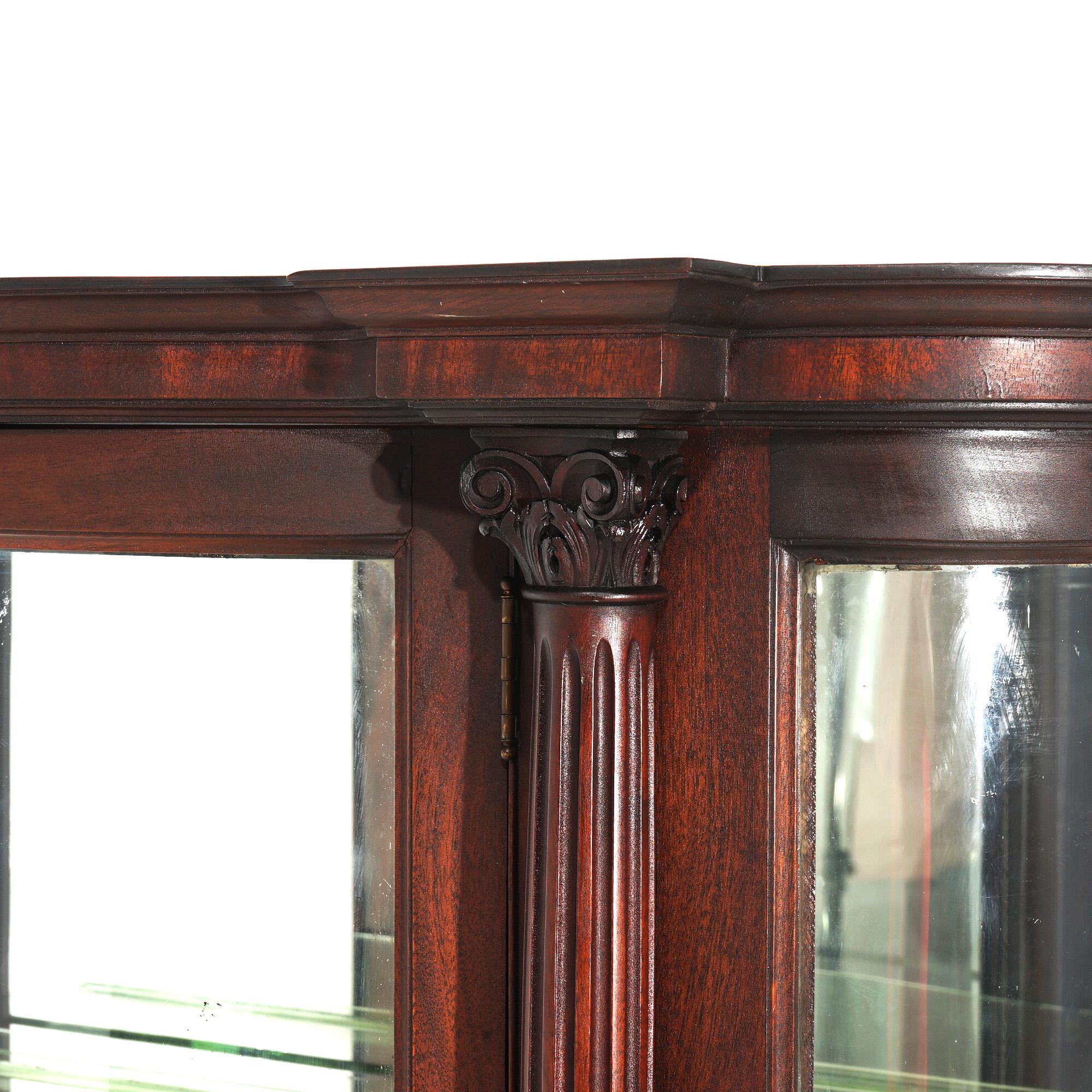 Antique Second Empire Foliate Carved Mahogany Diminutive China Cabinet C1890 For Sale 1