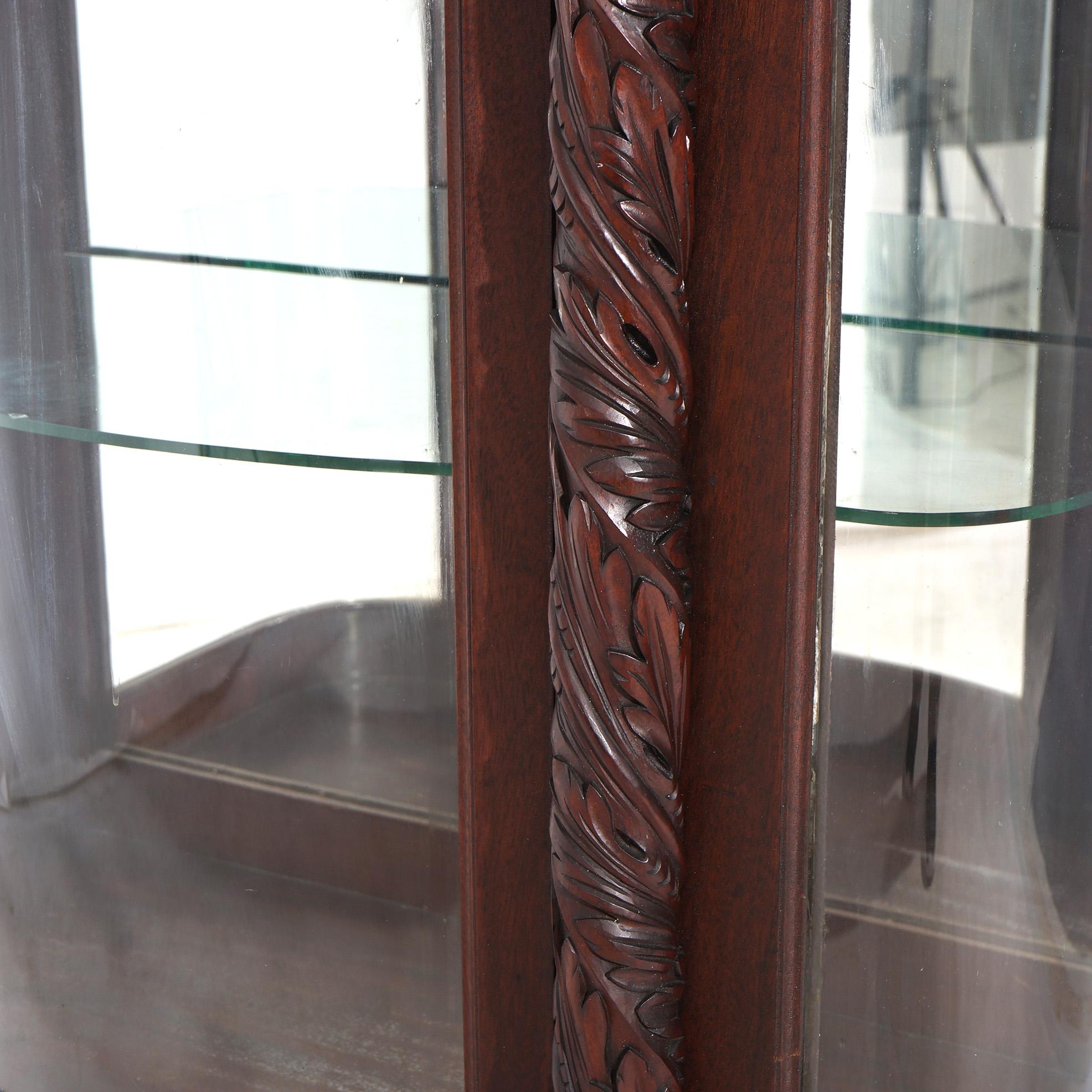 Antique Second Empire Foliate Carved Mahogany Diminutive China Cabinet C1890 For Sale 2