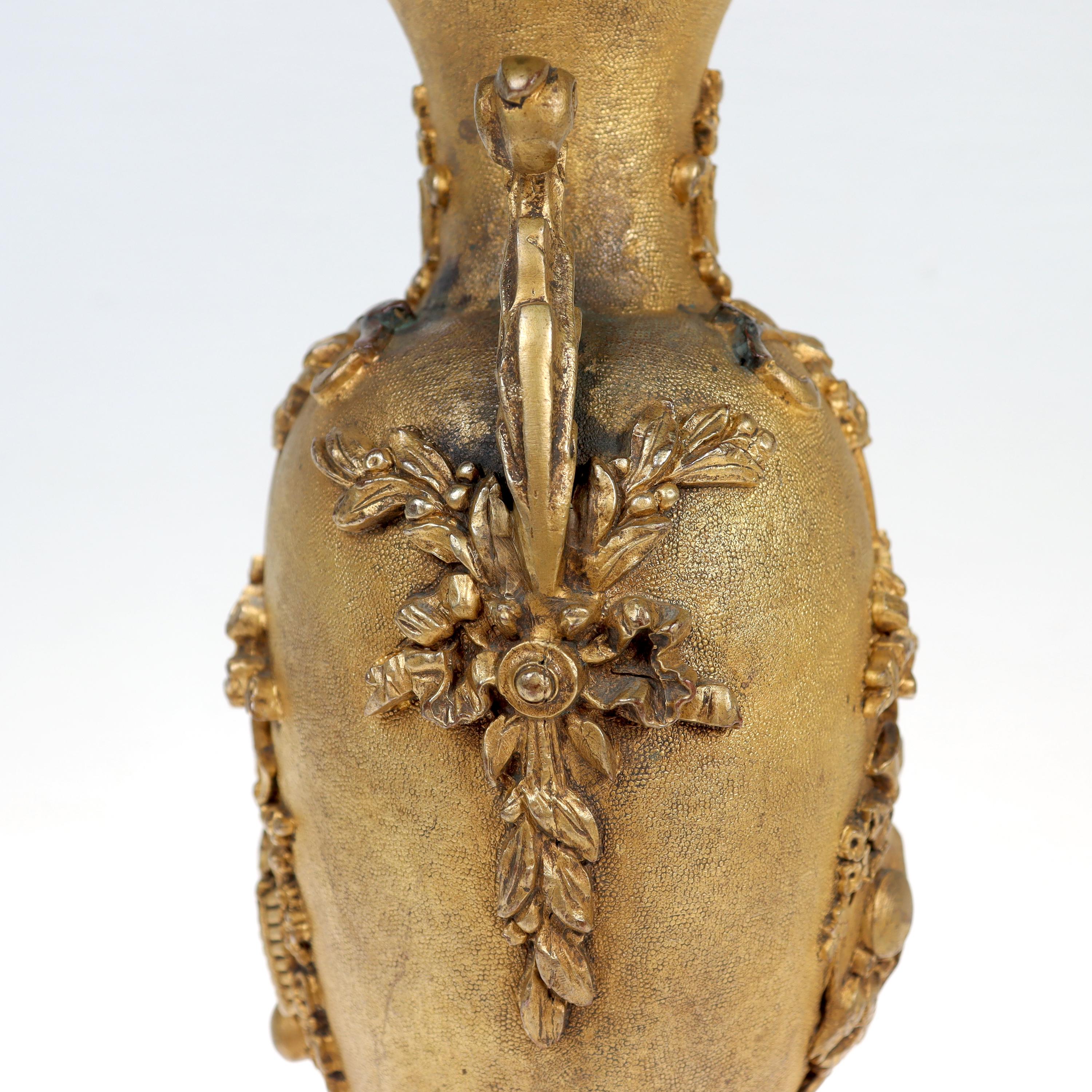 Antique Second Empire French Doré Gilt Bronze Vases or Urns For Sale 6