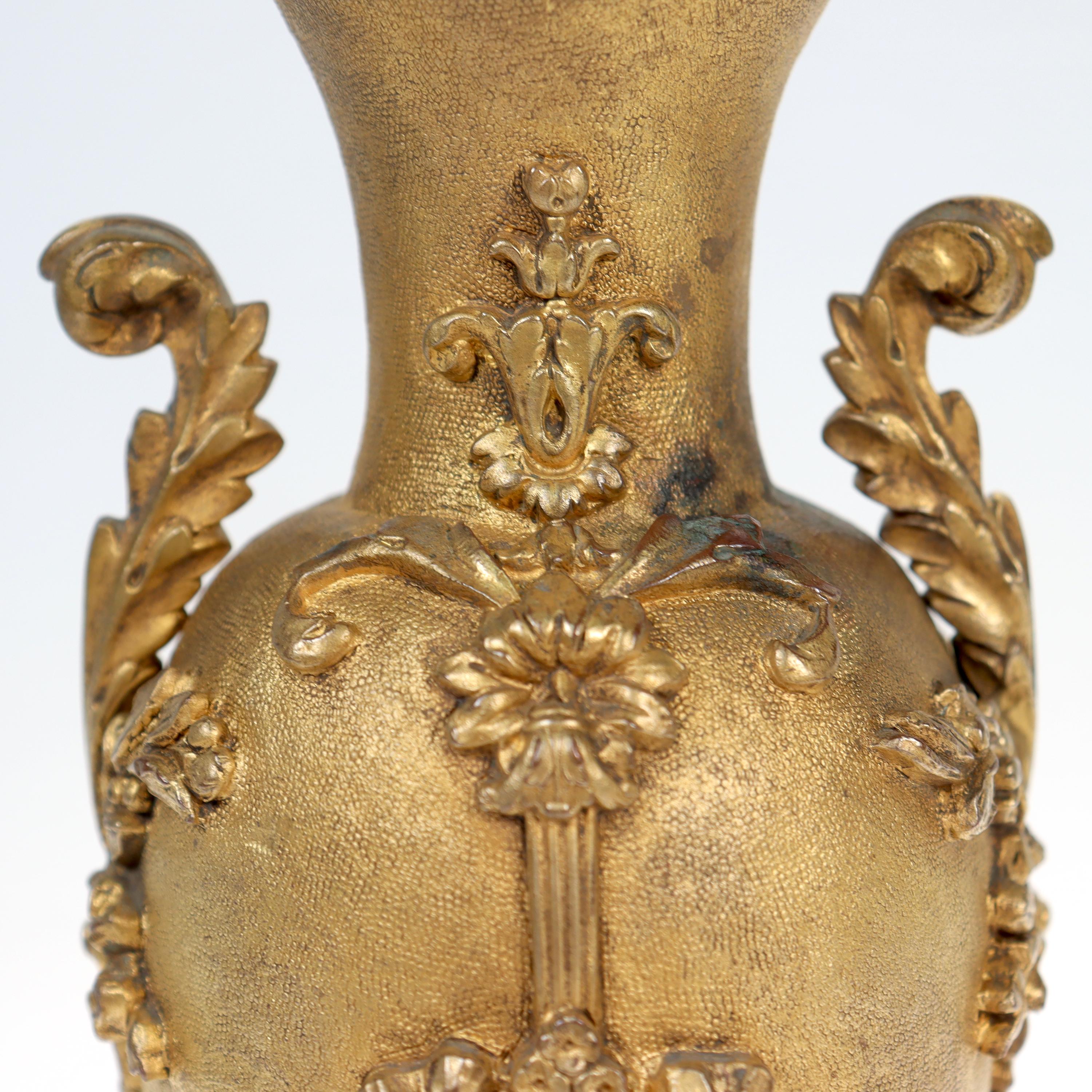 Antique Second Empire French Doré Gilt Bronze Vases or Urns For Sale 4