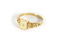 Antique secret signet ring in 18 karat gold, ring for men