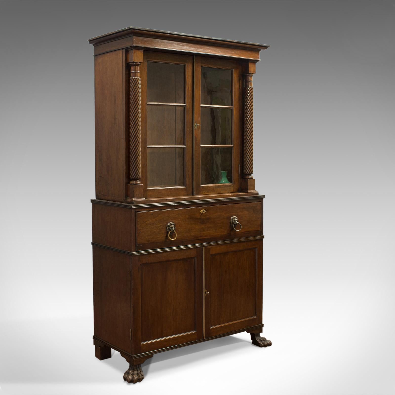 This is an antique secretaire bookcase. A Scottish, mahogany cabinet dating to the late Victorian period of the 19th century, circa 1880

A fine and rare example in very good order
Crafted in choice cuts of quality mahogany
Good consistent color