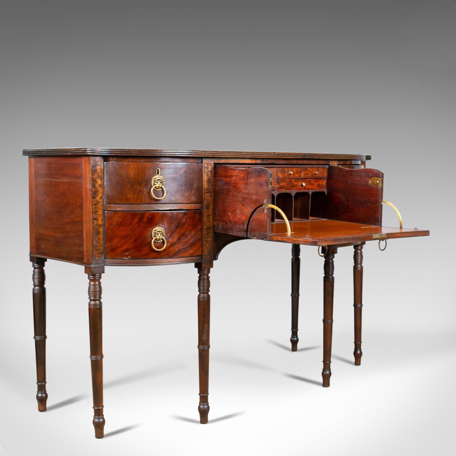 Antique Secretaire, Bow-Fronted Sideboard, Georgian, Mahogany, circa 1790 In Good Condition In Hele, Devon, GB