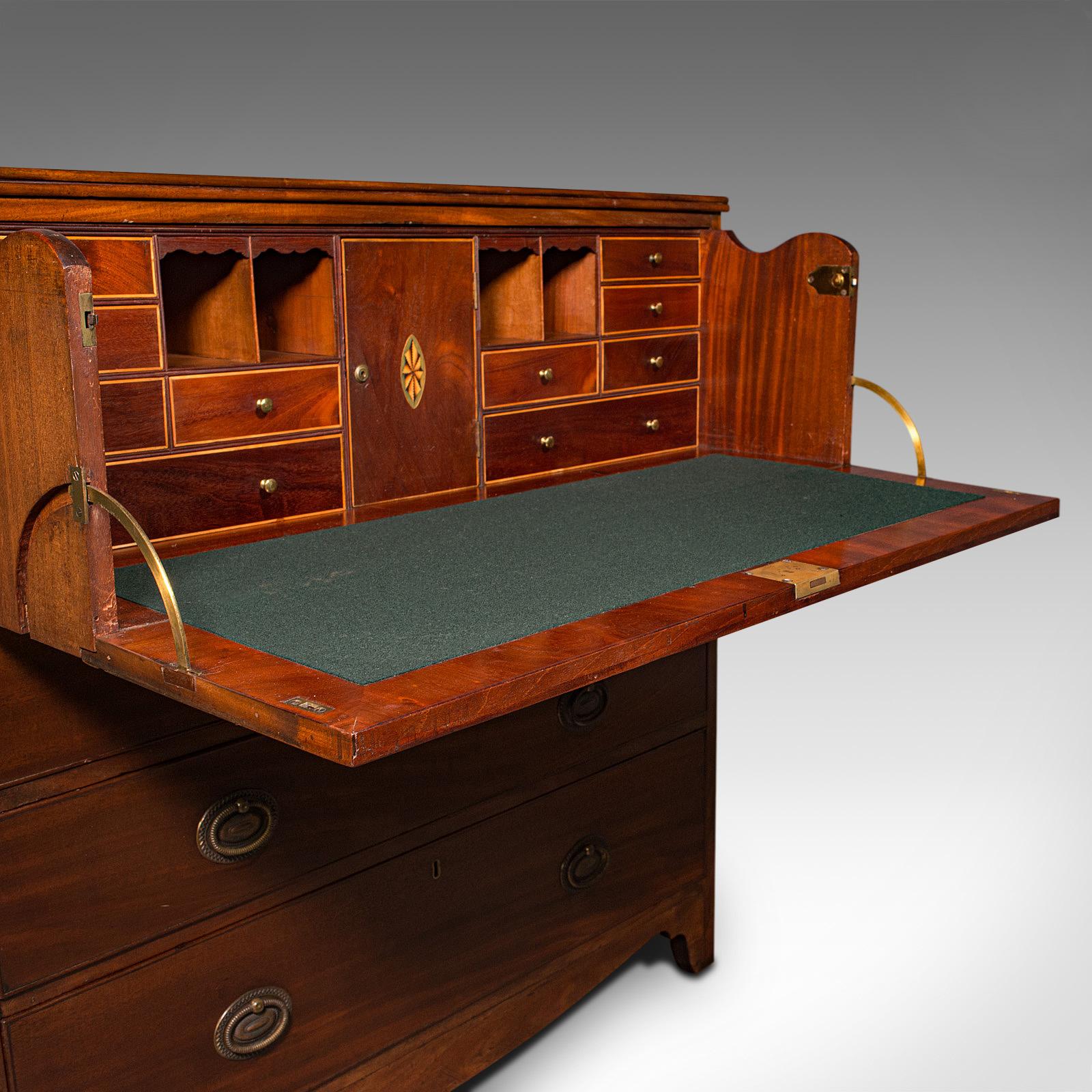 18th Century Antique Secretaire Cabinet, English, Chest of Drawers, Bureau, Desk, Georgian For Sale