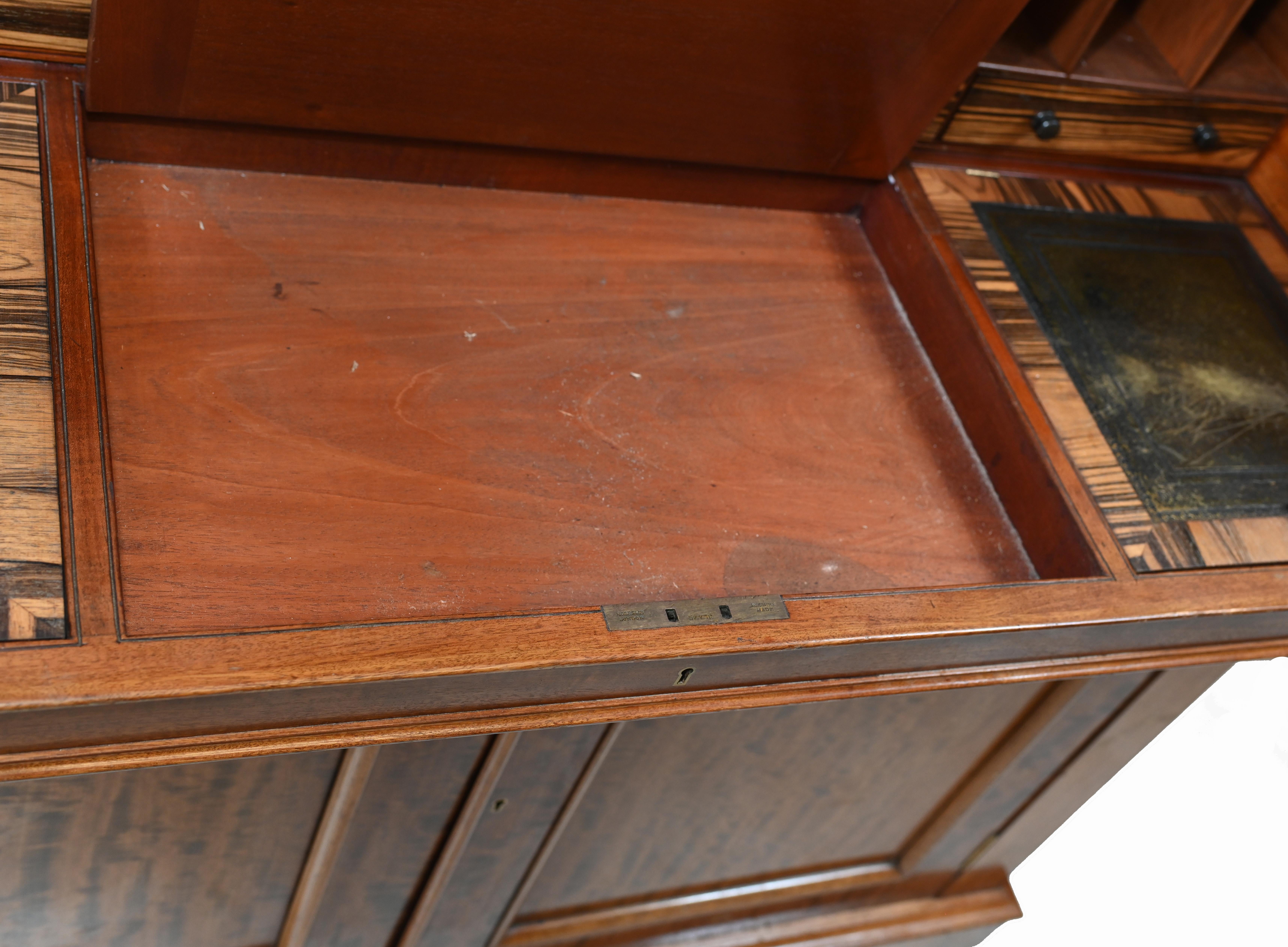 Antique Secretaire Desk Bookcase Hobbs and Co Coramndel For Sale 6
