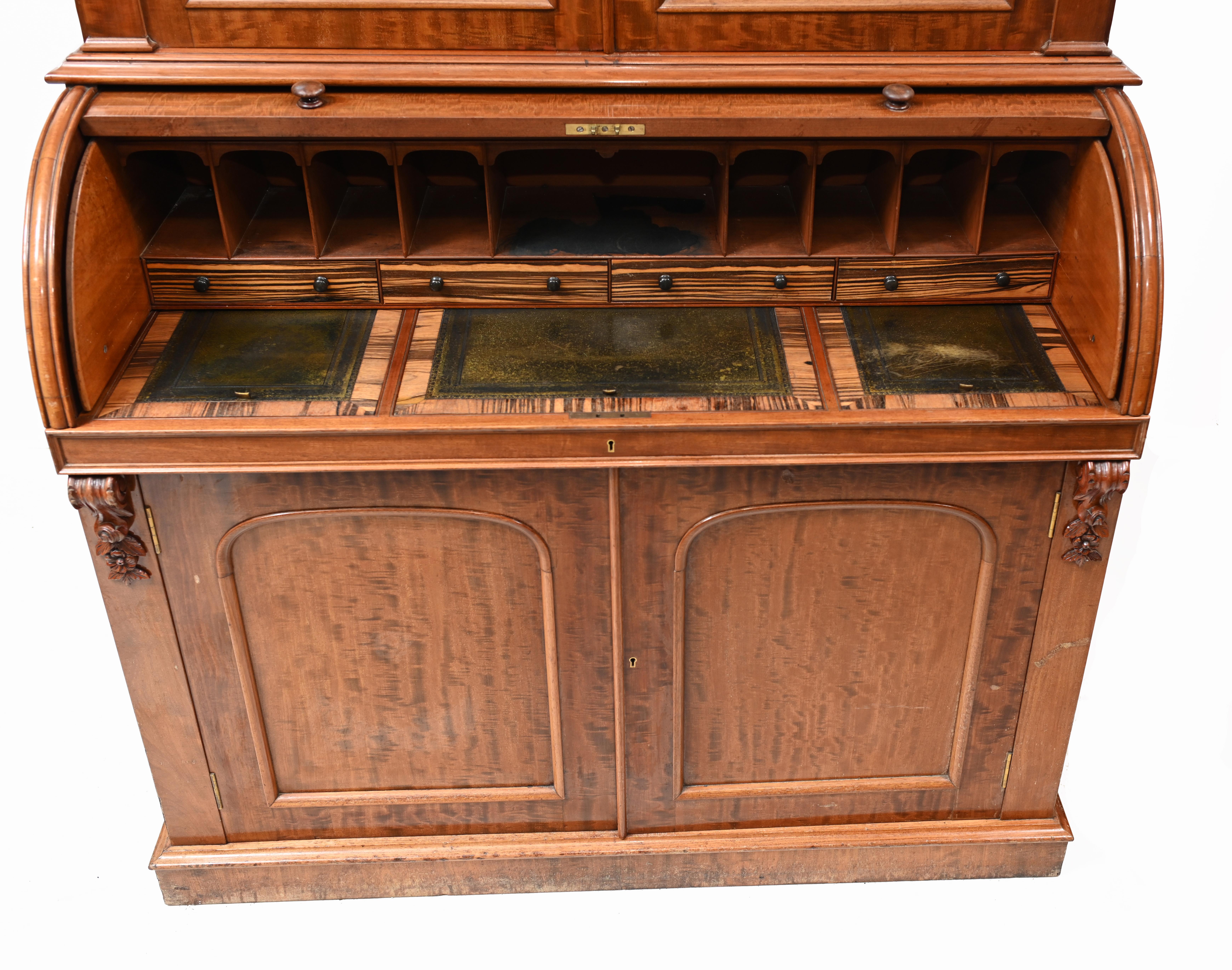 Mid-19th Century Antique Secretaire Desk Bookcase Hobbs and Co Coramndel For Sale