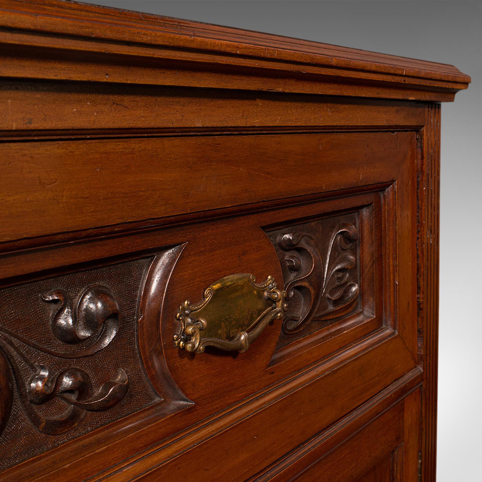 Antique Secretaire Sideboard, English, Correspondence Cabinet, Victorian, C.1900 For Sale 4