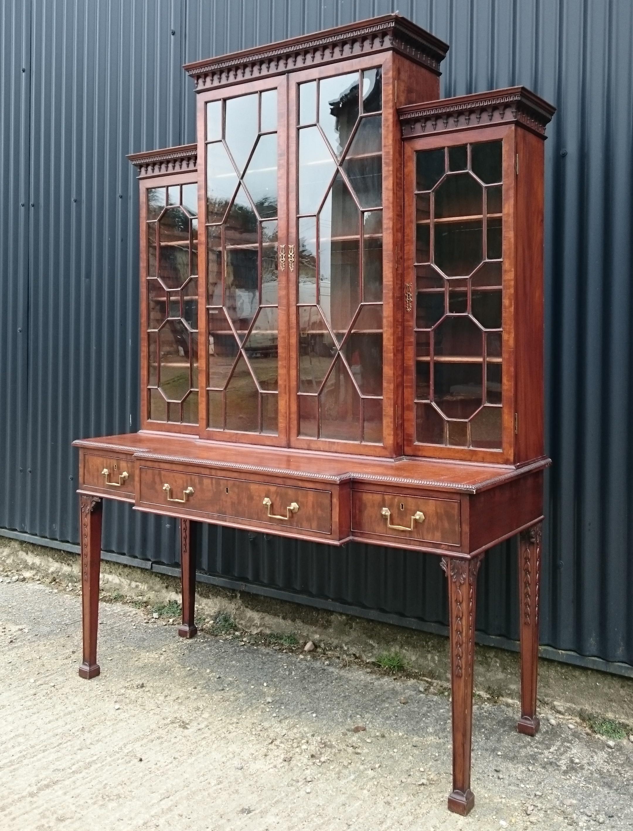 British Antique Secretary Bookcase For Sale