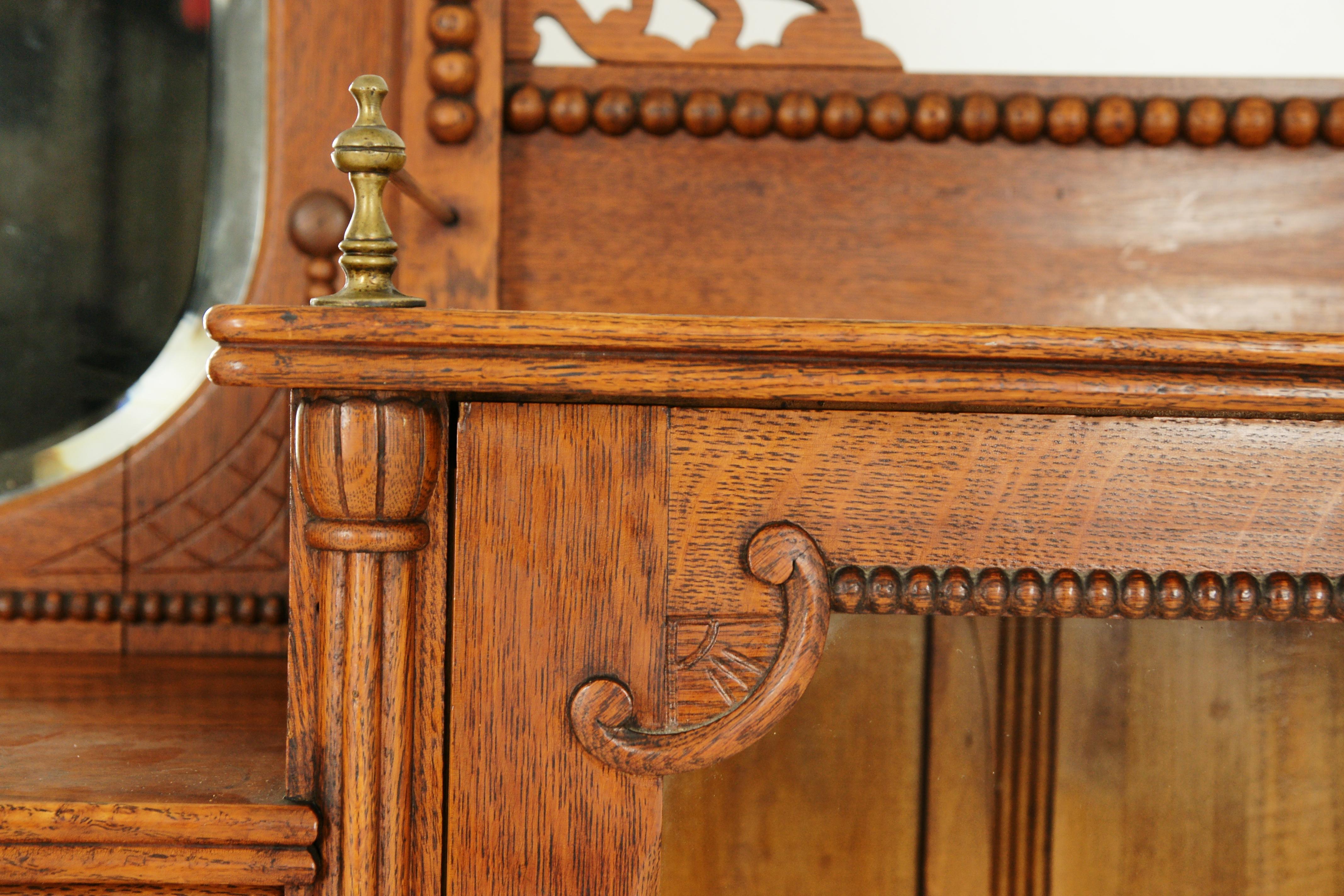 Antique Secretary Bookcase, Oak, Side by Side Desk, America 1910, B1603 3