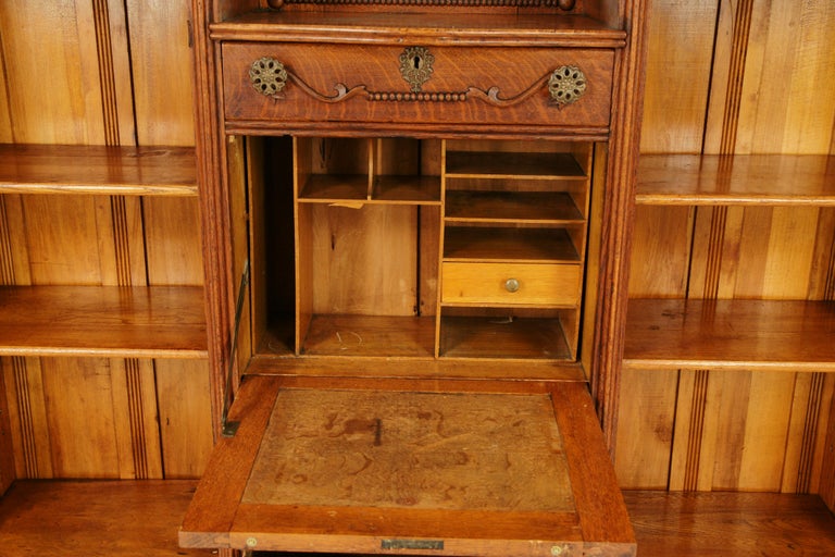 Antique Secretary Bookcase, Oak, Side by Side Desk ...