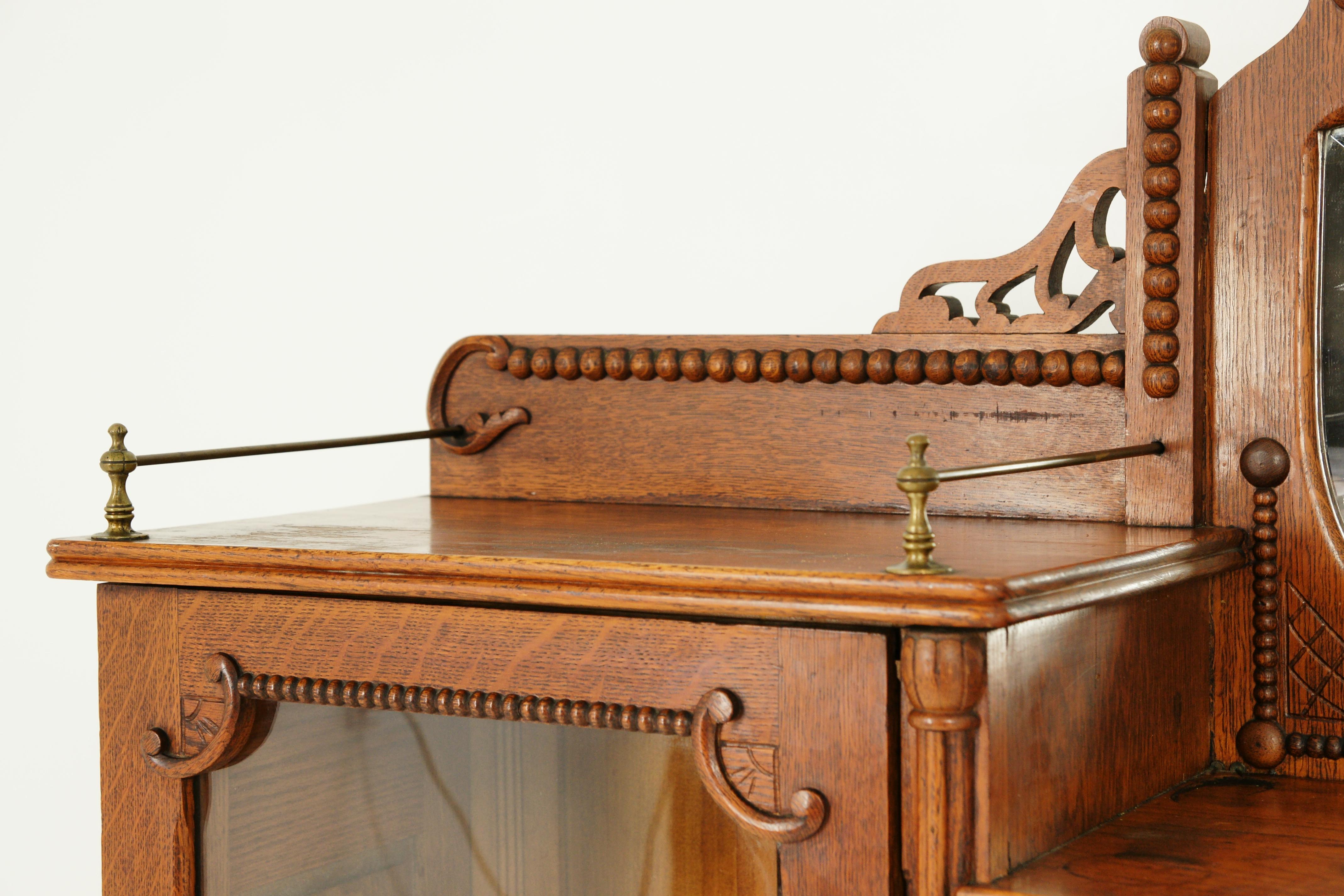 Antique Secretary Bookcase, Oak, Side by Side Desk, America 1910, B1603 2
