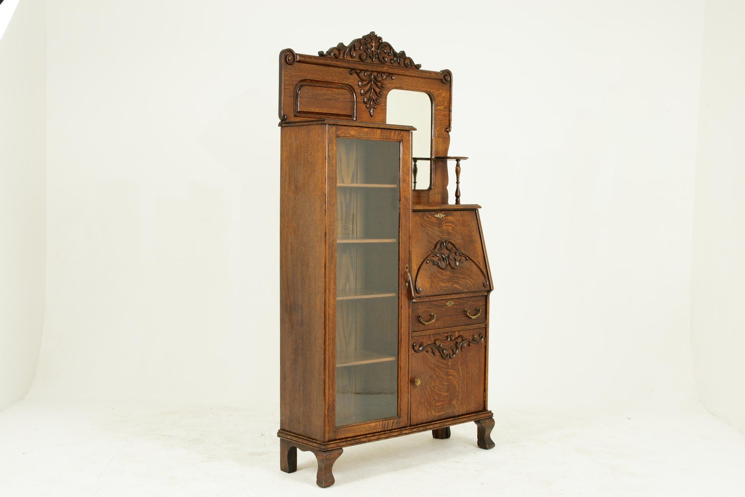 Antique Secretary Desk Antique Bookcase Side By Side Oak