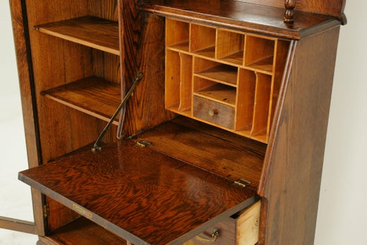 Antique Secretary Desk Antique Bookcase Side By Side Oak