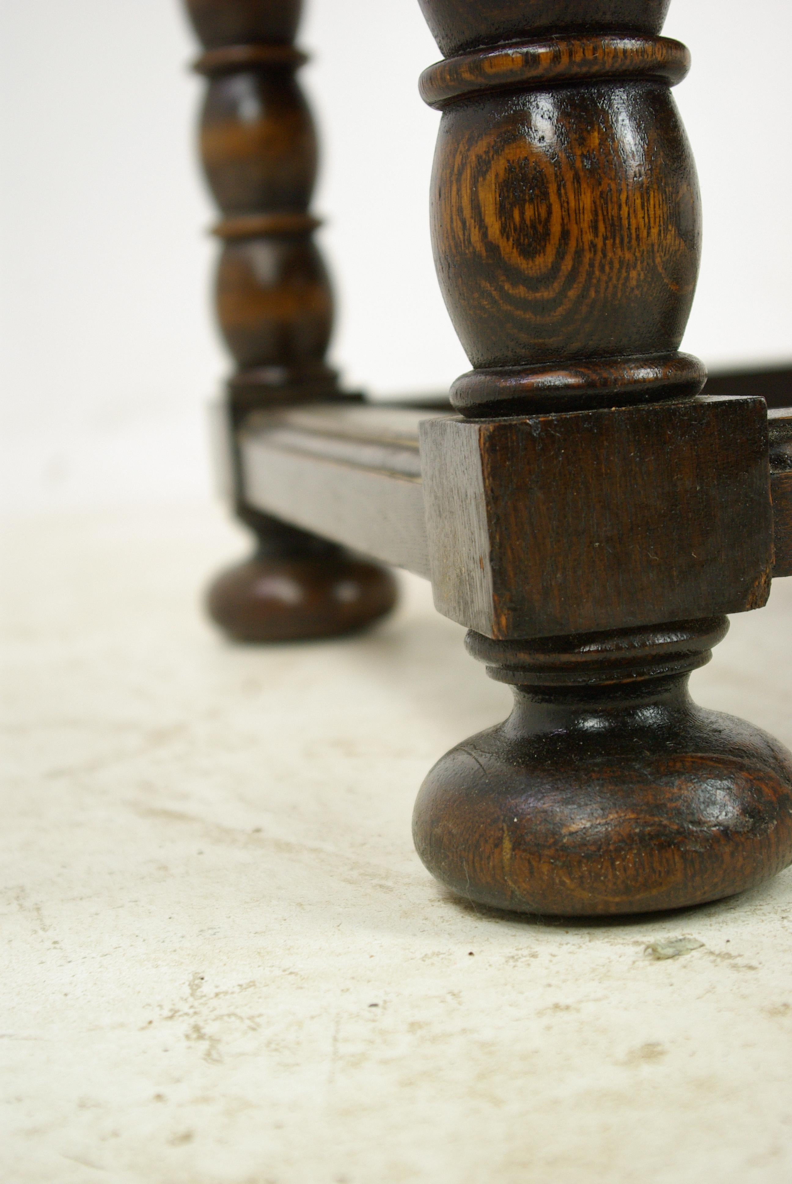 Antique Secretary Desk, Fall Front Desk, Oak Bookcase, Scotland, 1920 5