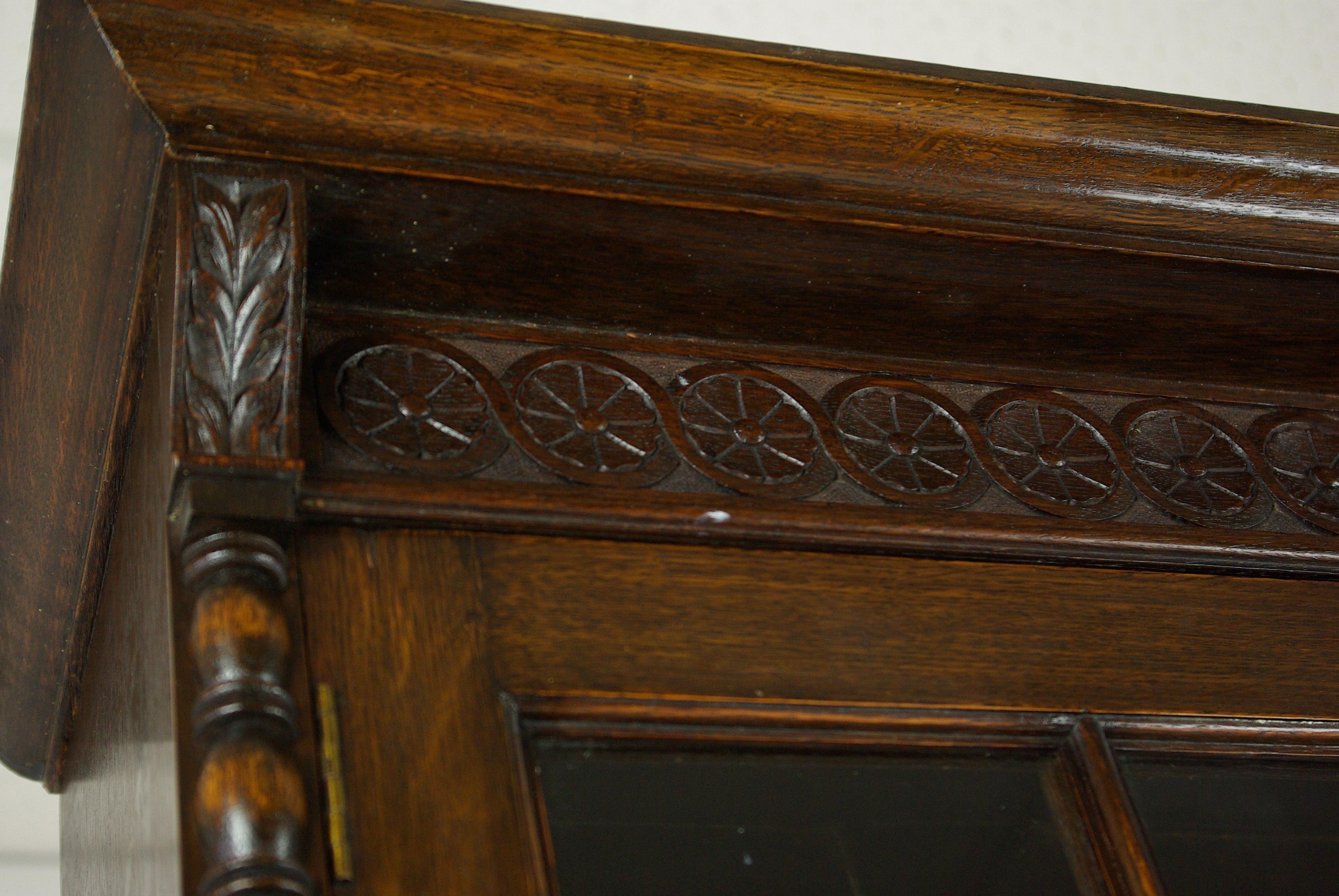 Antique Secretary Desk, Fall Front Desk, Oak Bookcase, Scotland, 1920 In Excellent Condition In Vancouver, BC