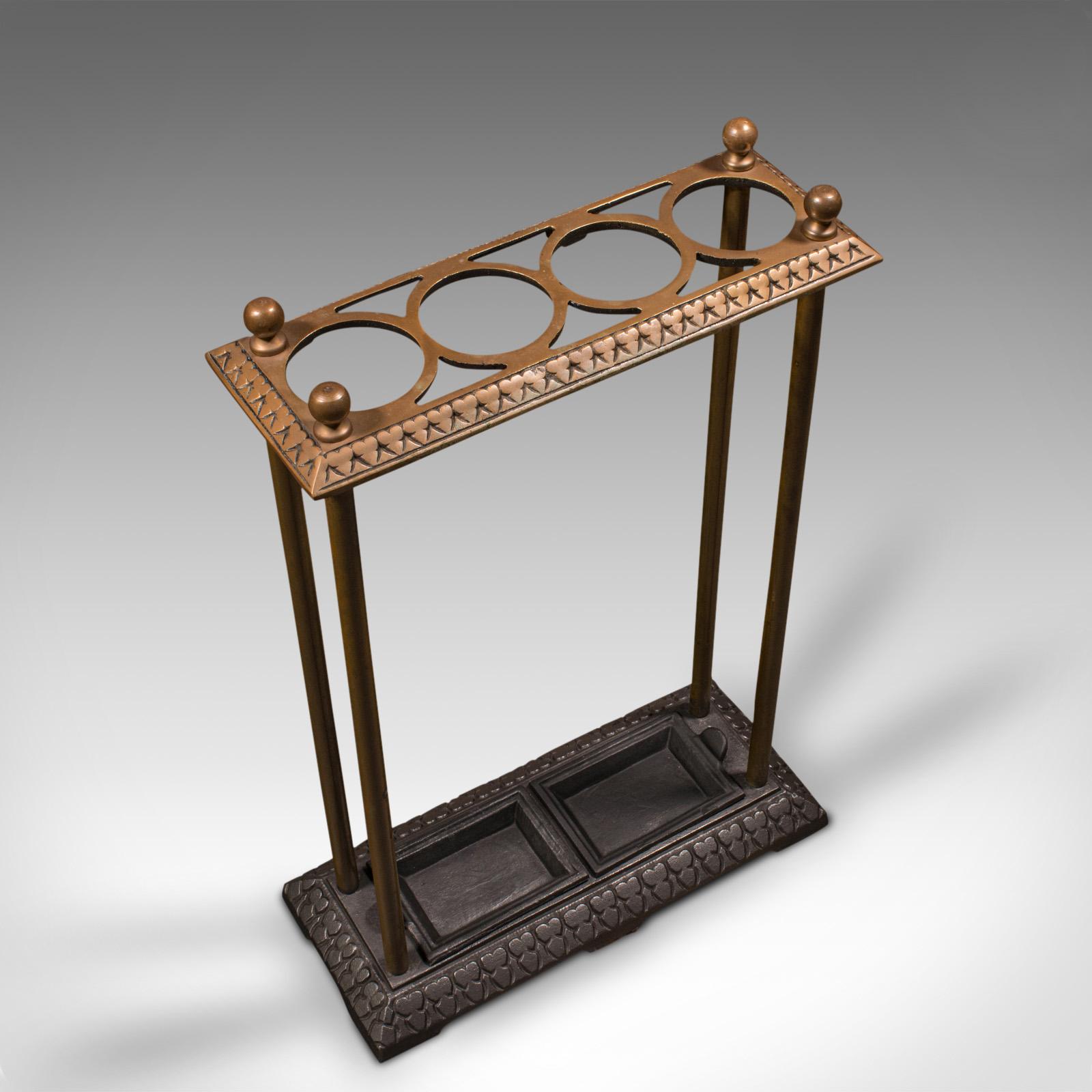 British Antique Sectional Umbrella Stand, English, Bronze, Iron, Hall Rack, Victorian