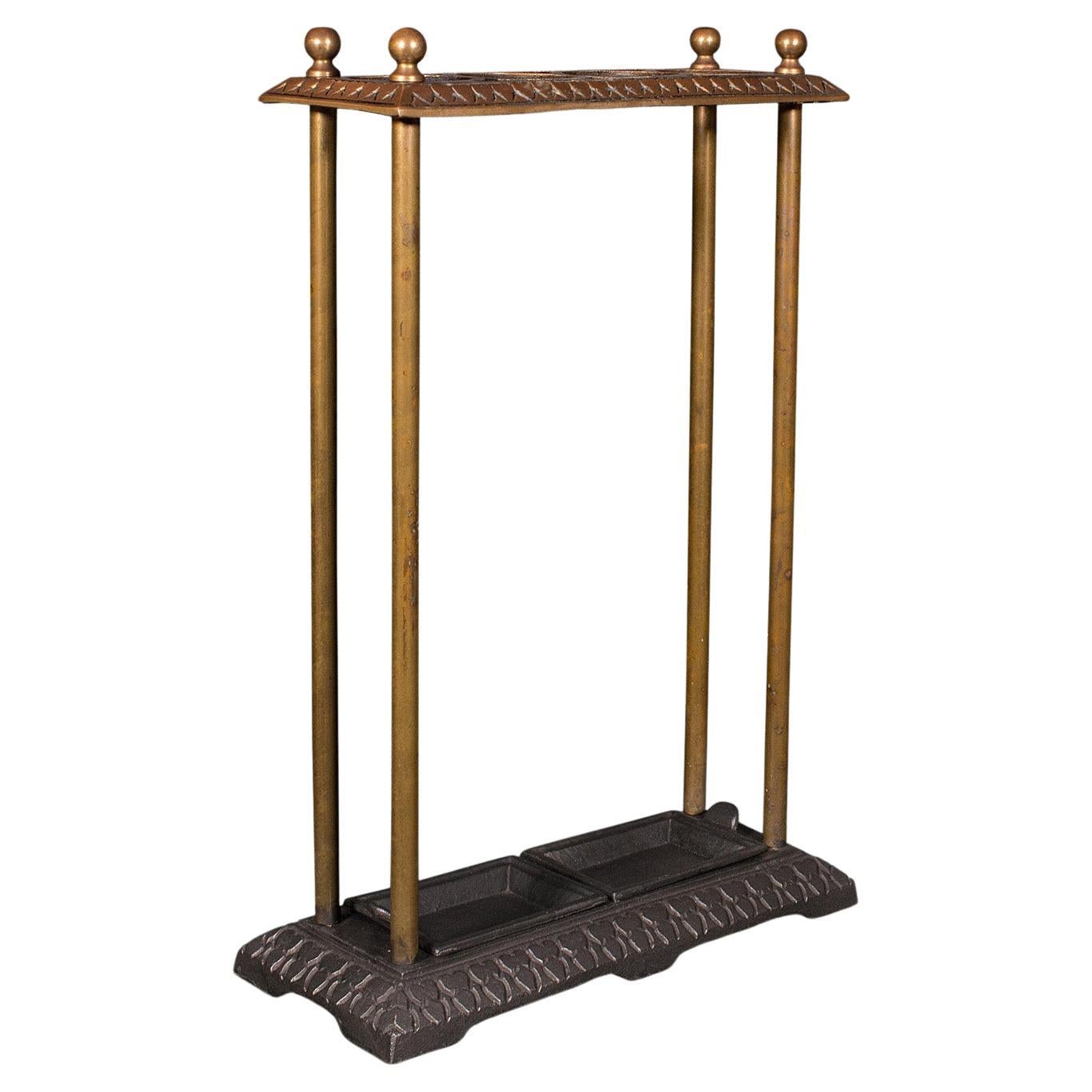 Antique Sectional Umbrella Stand, English, Bronze, Iron, Hall Rack, Victorian For Sale