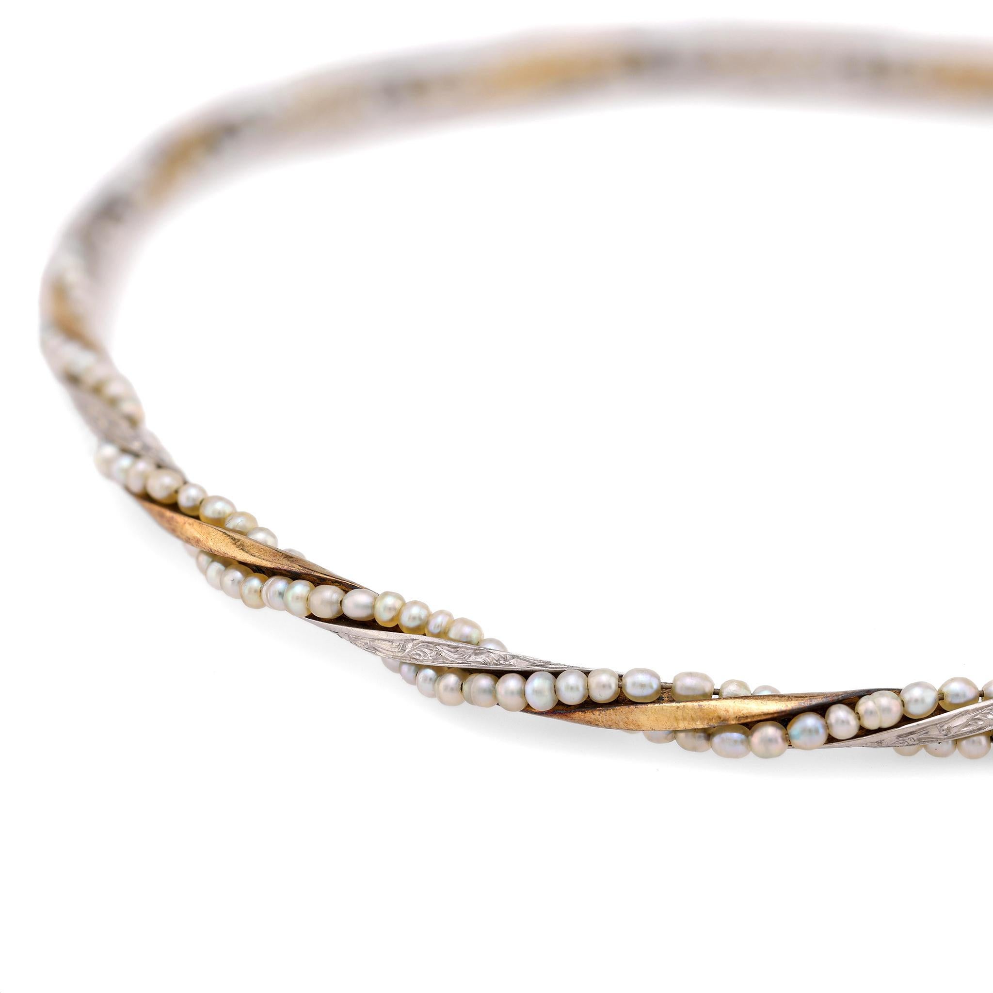 Vittoriano Braccialetto con perle antiche in oro giallo 18 ct. in vendita