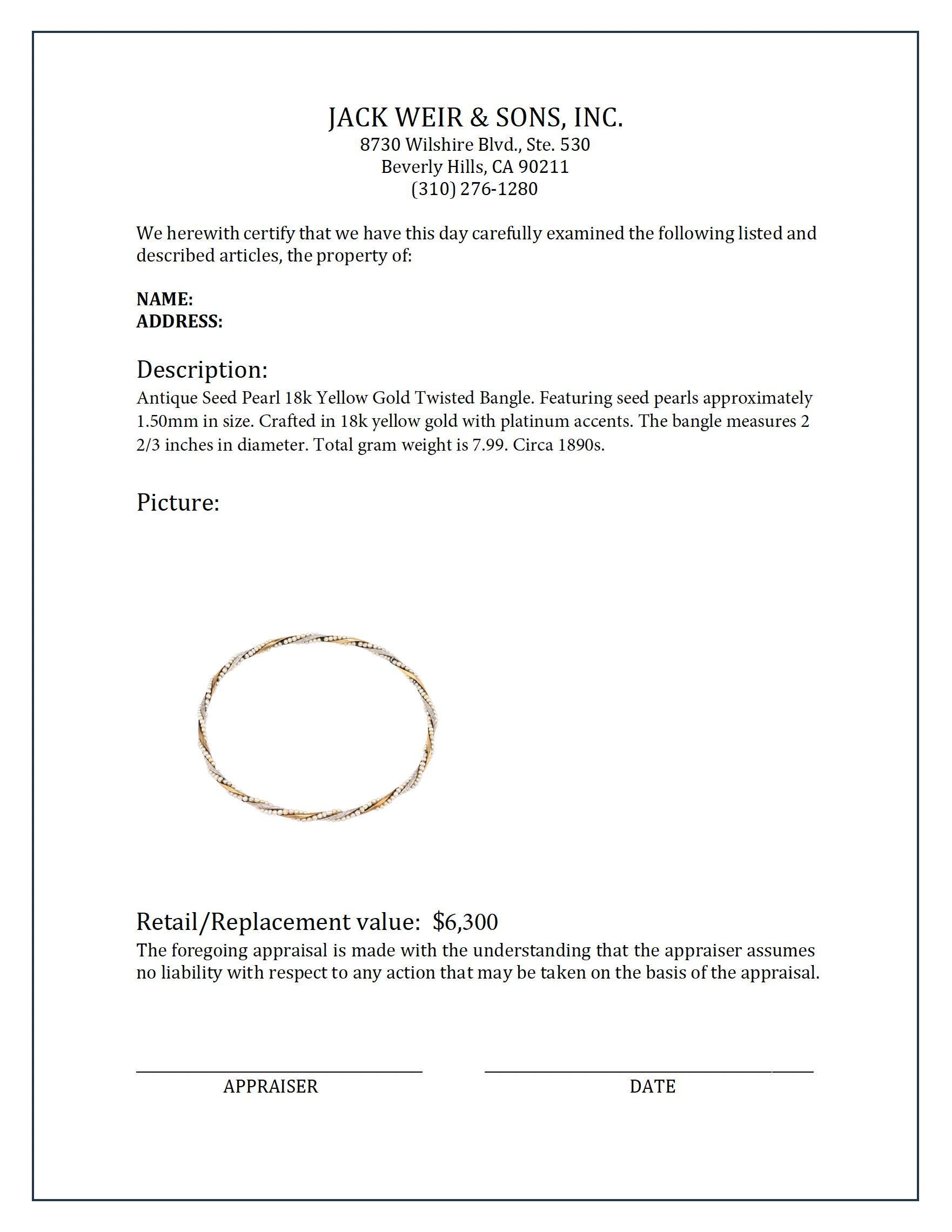 Braccialetto con perle antiche in oro giallo 18 ct. In condizioni ottime in vendita a Beverly Hills, CA