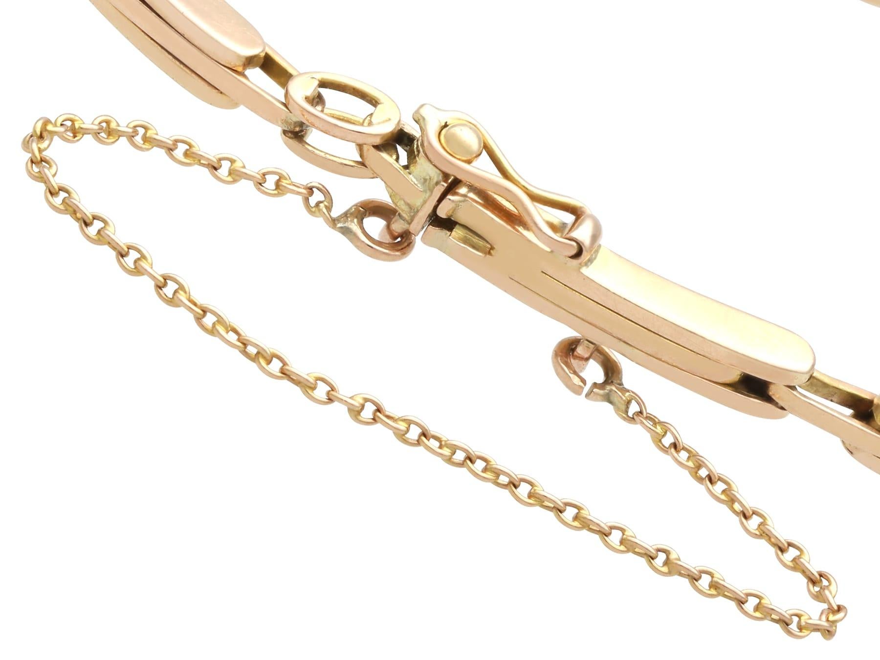 Antique Seed Pearl and 0.12 Carat Diamond, 15k Rose Gold Bracelet Circa 1930 For Sale 3