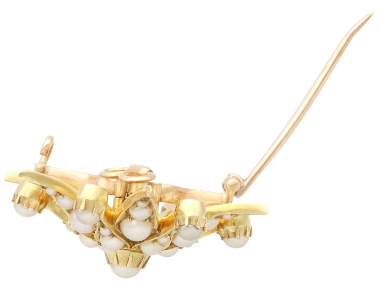 Antique Seed Pearl and 15k Yellow Gold Pendant / Brooch Circa 1920 For ...