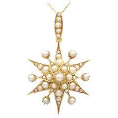 Antique Seed Pearl and 15k Yellow Gold Pendant / Brooch Circa 1920
