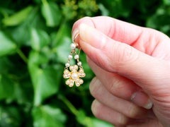 Antique Seed Pearl and 18k Yellow Gold Drop Earrings