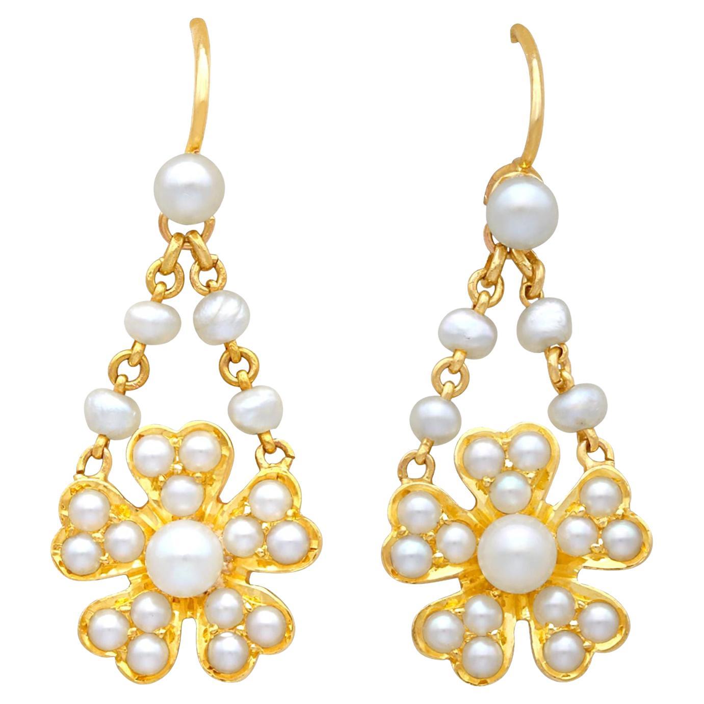 Multicolor - Golden Plated Seep Pearl & Onyx Natural Stone Earrings