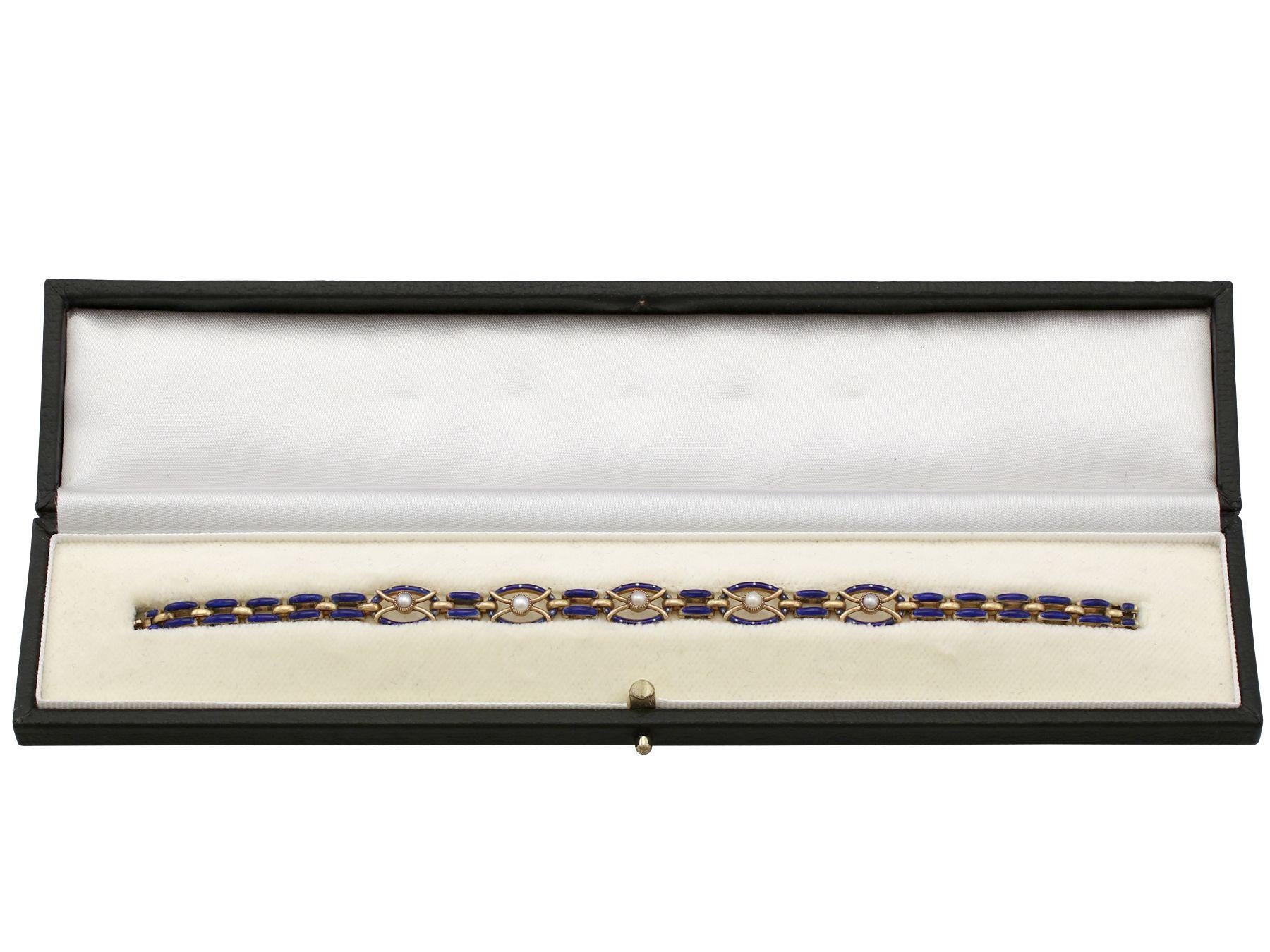Antike Saatperle und Emaille Gelbgold Tor-Armband 4