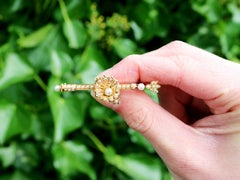 Antique Seed Pearl and Yellow Gold Bar Brooch - circa 1890
