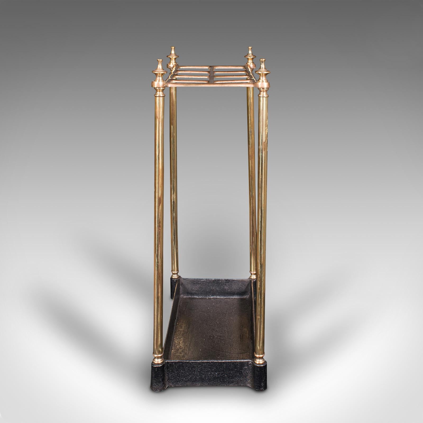 Antiquity Segmented Stick Stand, English, Brass, Hallway Rack, Victorian c. 1900 Bon état - En vente à Hele, Devon, GB