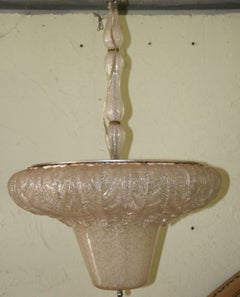 1940s Antique Murano Glass Tulip Chandelier by Seguso, Textured Design