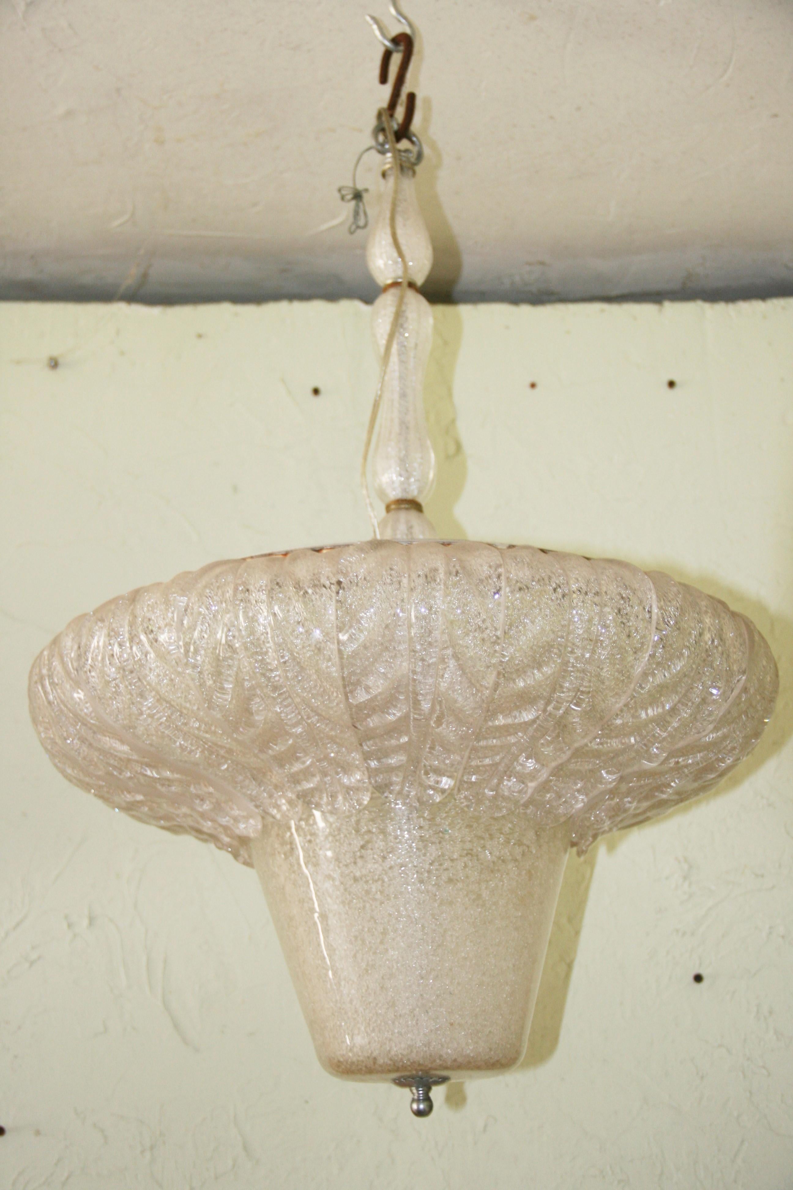 Metal Antique Seguso Oversized Murano Glass Tulip Chandelier For Sale