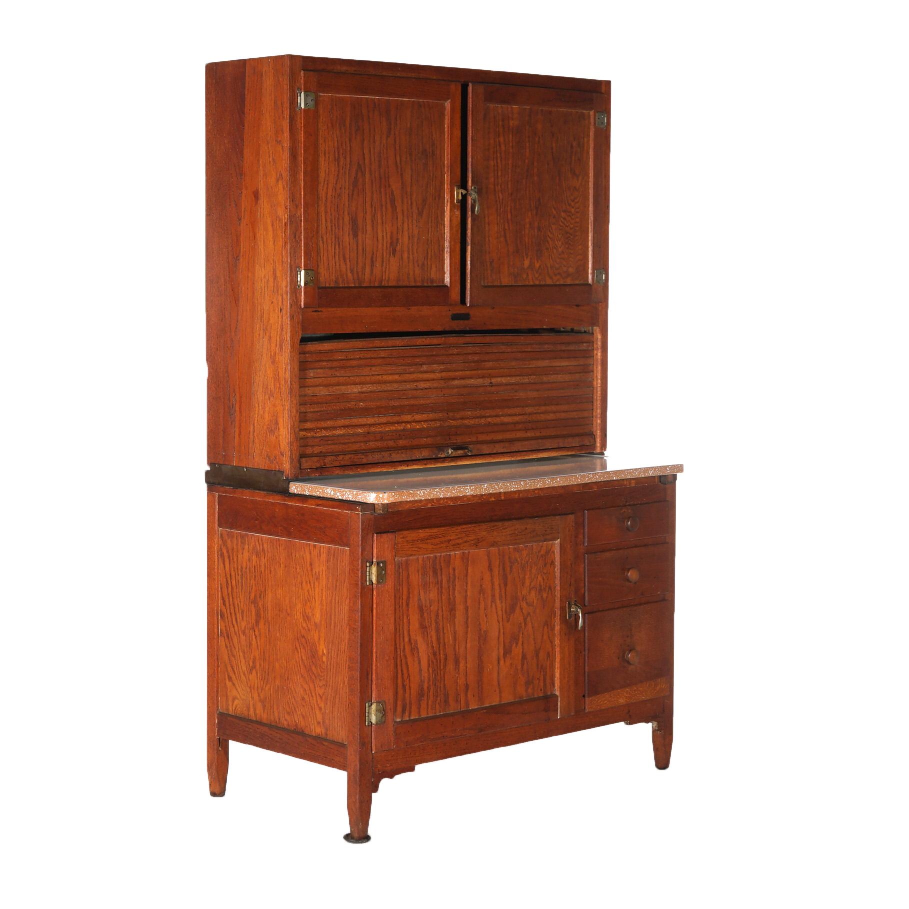 Antique Sellers Hoosier Oak Kitchen Cabinet with Flour Bin C1920 3