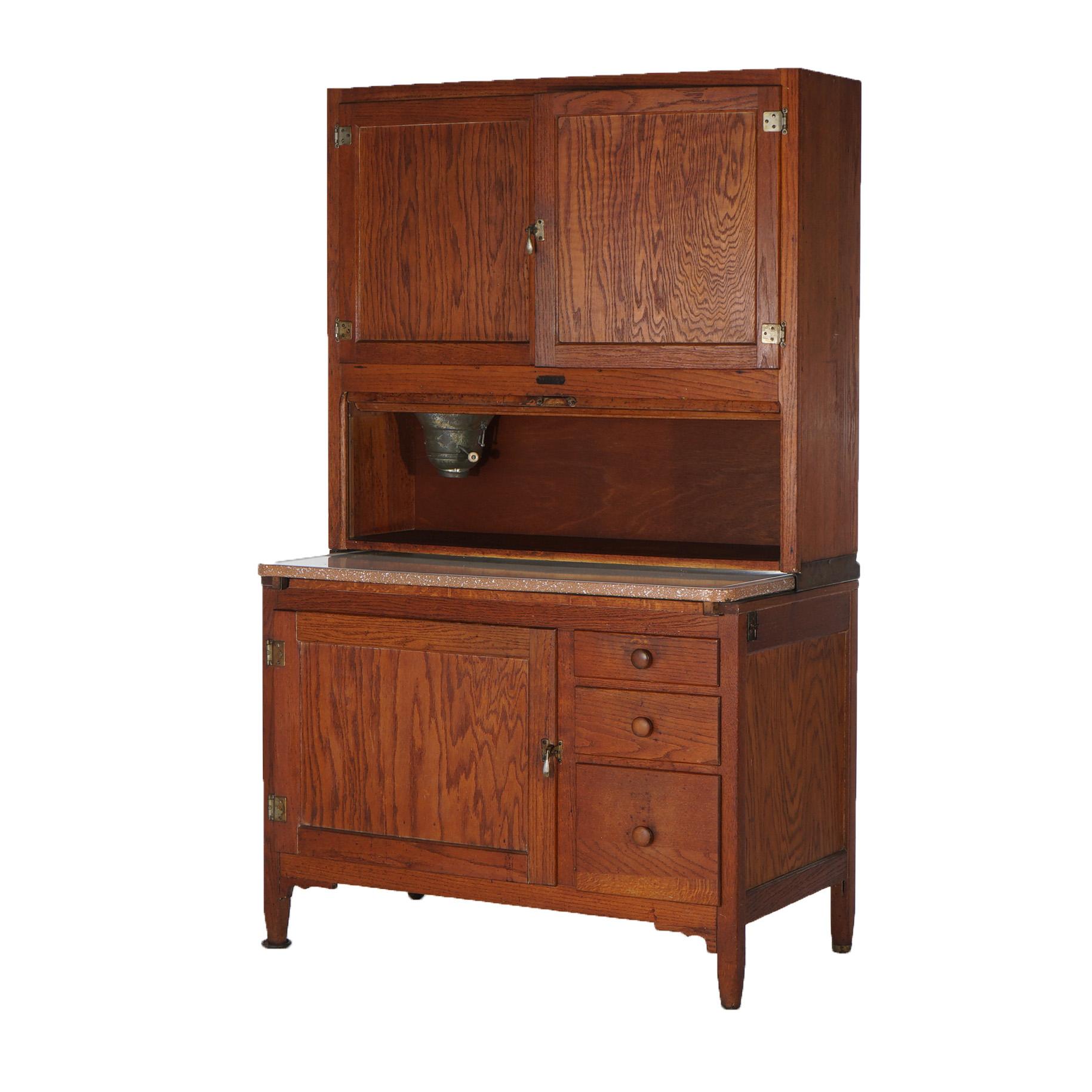 ***Reduced Delivery Rates - See Below or Click “Ask The Seller” to Request a Quote***

Antique Sellers Hoosier Oak Kitchen Cabinet with Pull-Out Enameled Work Space & Flour Bin C1920

Measures - 69.25