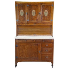 Antique Sellers Quartersawn Oak Farmhouse Kitchen Hoosier Bakers Cabinet 71"