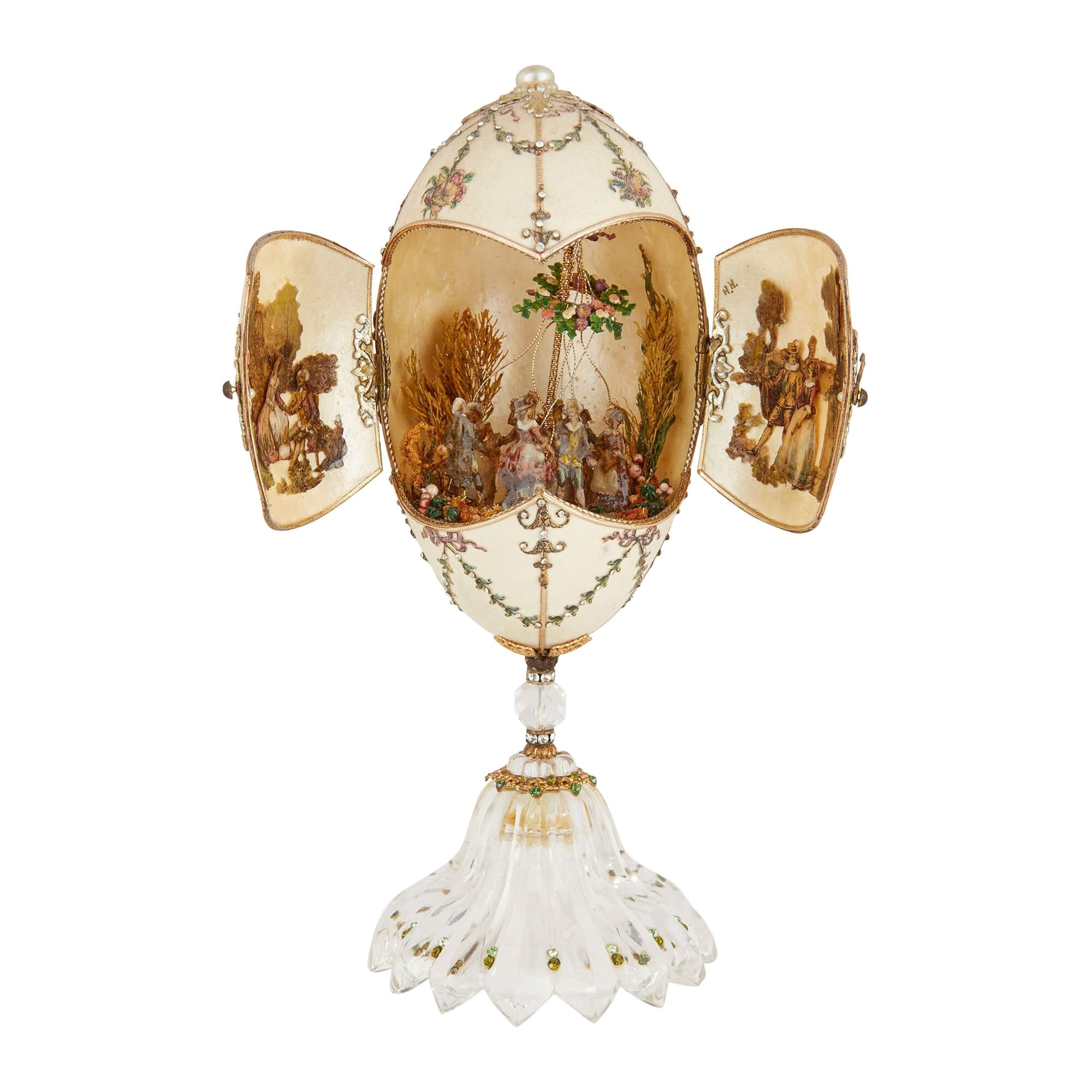 Antique Semi-Precious Stone and Silver-Gilt Egg Model For Sale